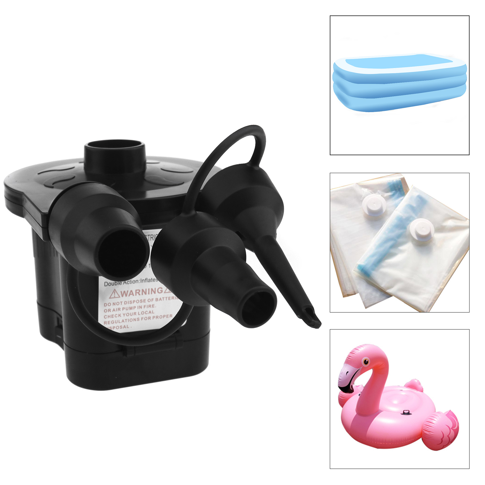 BATTERY POWERED ELECTRIC AIR PUMP INFLATABLE BED AIRBED CAMPING FOOT