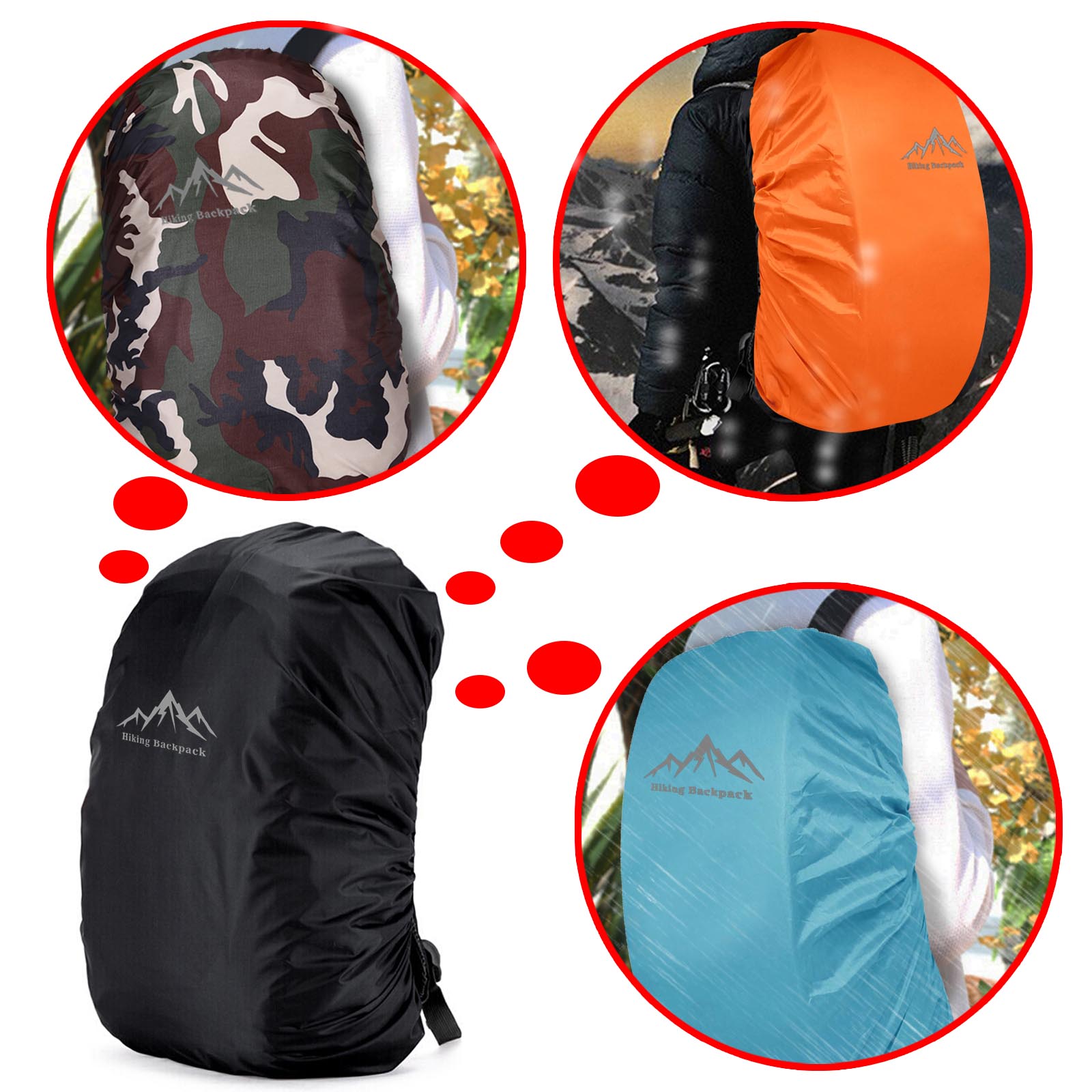 1x SchwarzTarnungBlauOrange Rucksack Regenschutz 1x SchwarzTarnungBlauOrange Rucksack Regenschutz