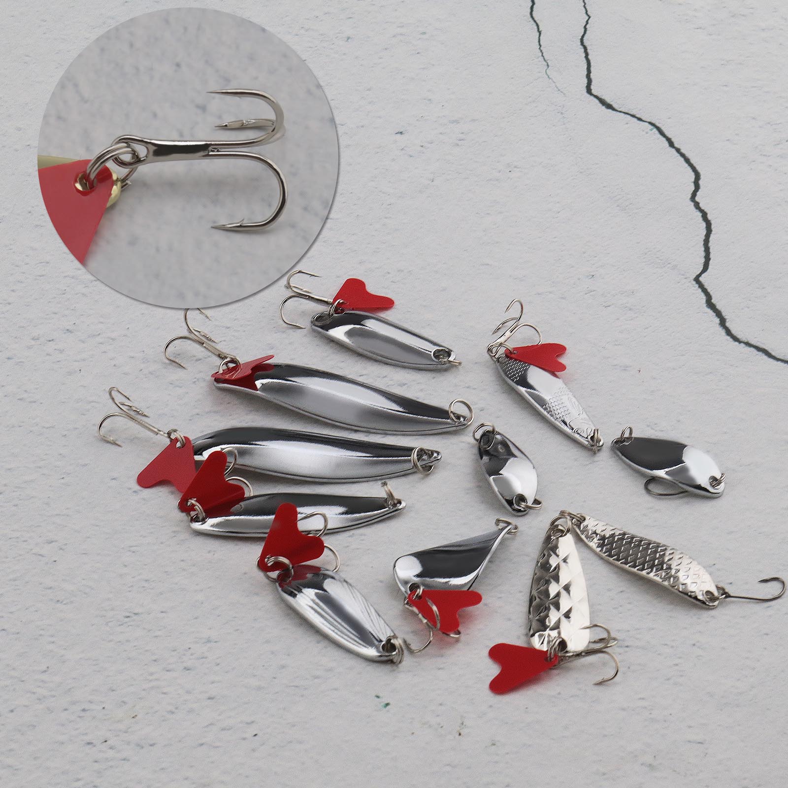 35pcs Hard Fishing Lures Pike Trout Bass Spoons Spinners Bait Fish