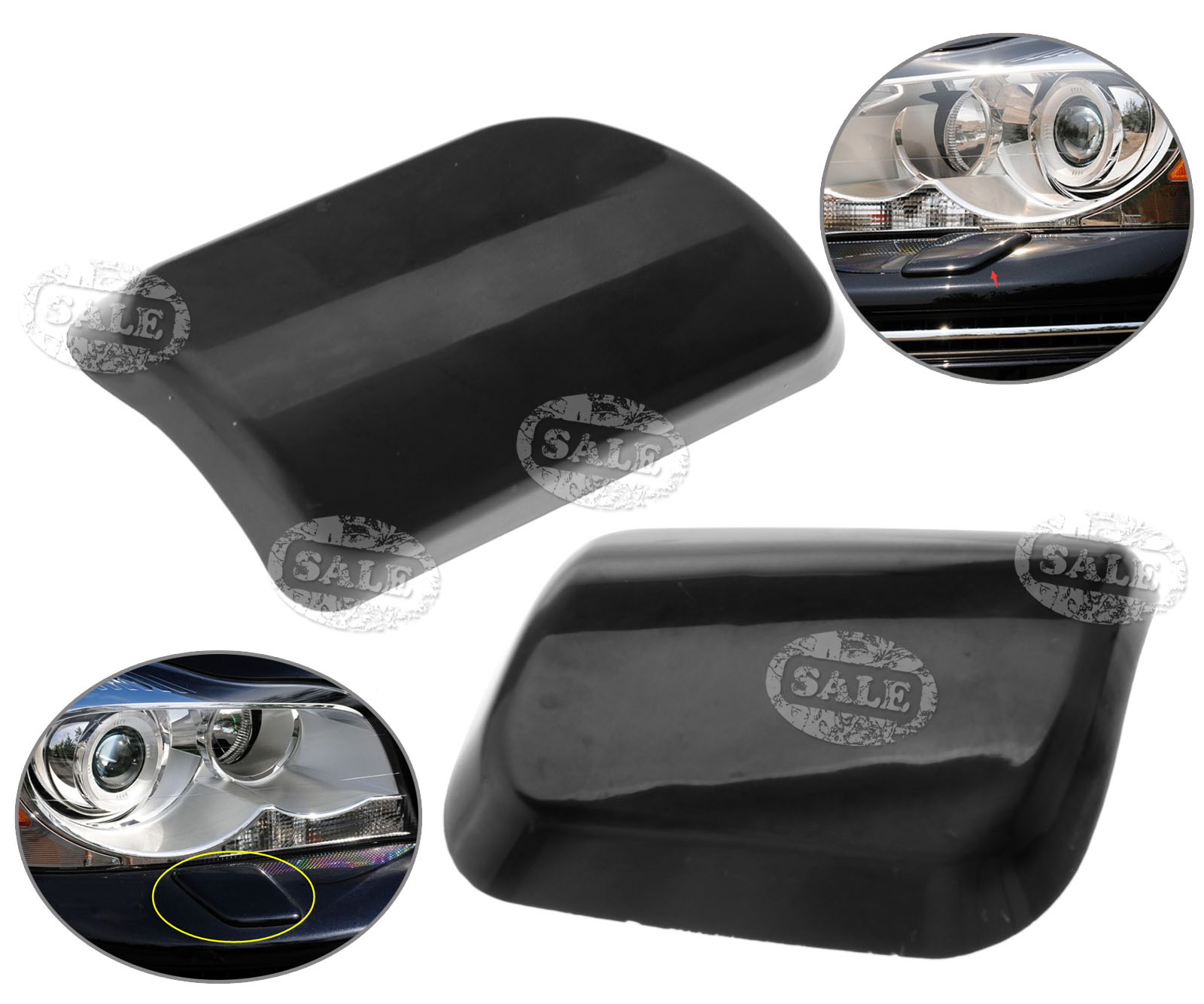 Front Left + Right Bumper Headlight Washer Jet Cover Cap For Volvo XC90