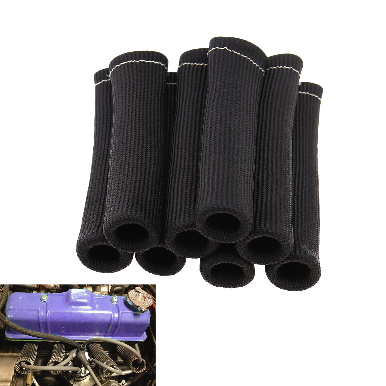 Spark Plug Wire Boot Heat Shield Sleeves & Separators - 1200°F Protection, 8mm 9mm 10mm