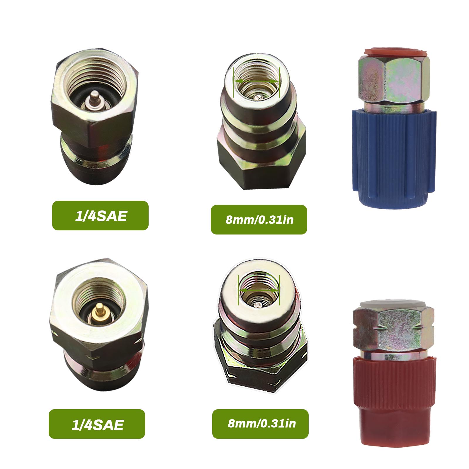 Car A/C R12 to R134a High Low Side Retrofit Adapter 1/4 SEA Valves