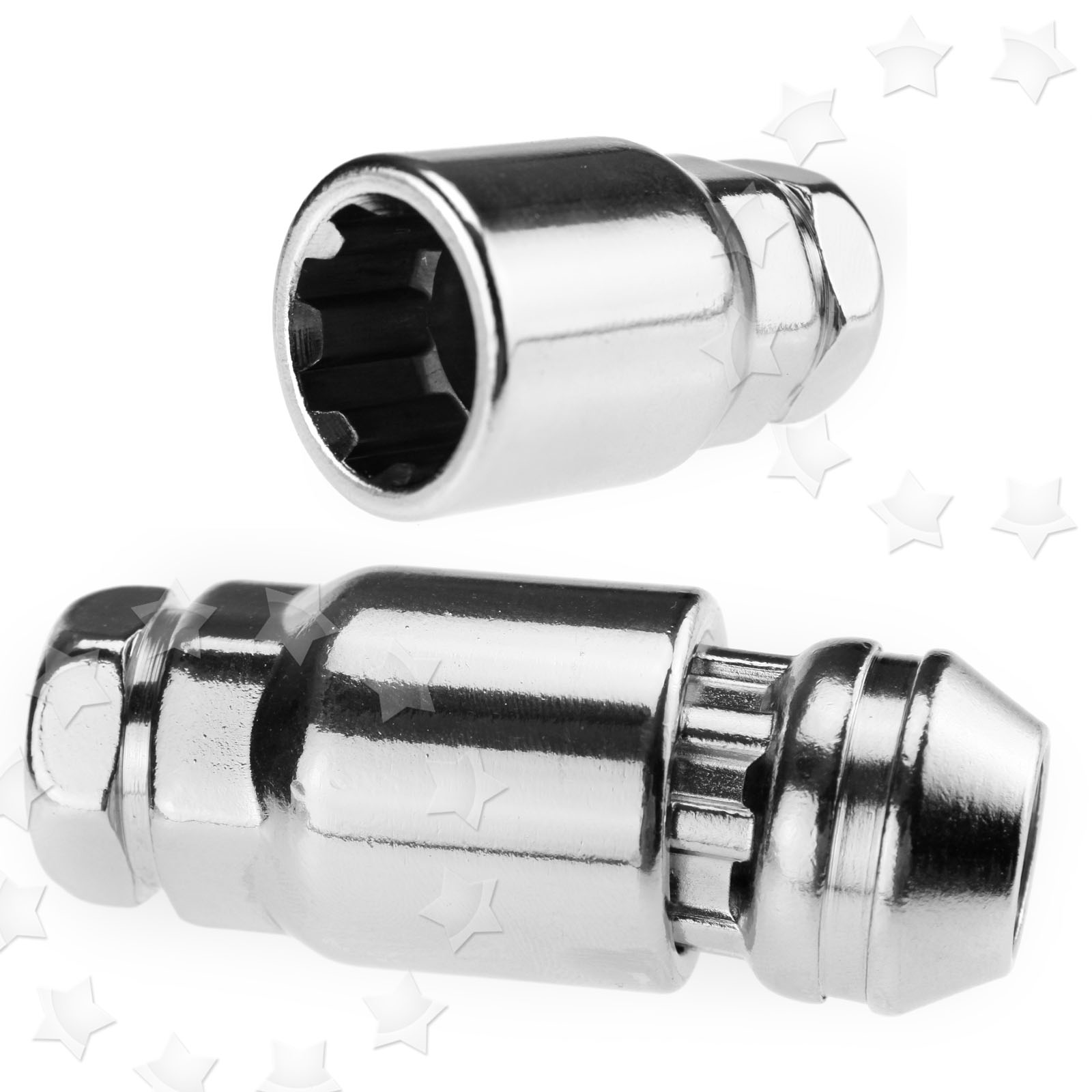 EVO-MK5 4x Alloy Wheel Locking Nuts – Original Style For Ford Focus & C-MAX (M12x1.5, Silver/Chrome) – Made In Germany