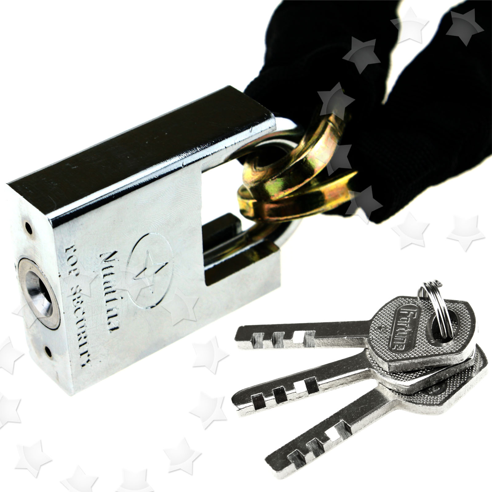 High Security 7.5mm100cm Motorcycle Steel Chain Padlock Motorbike