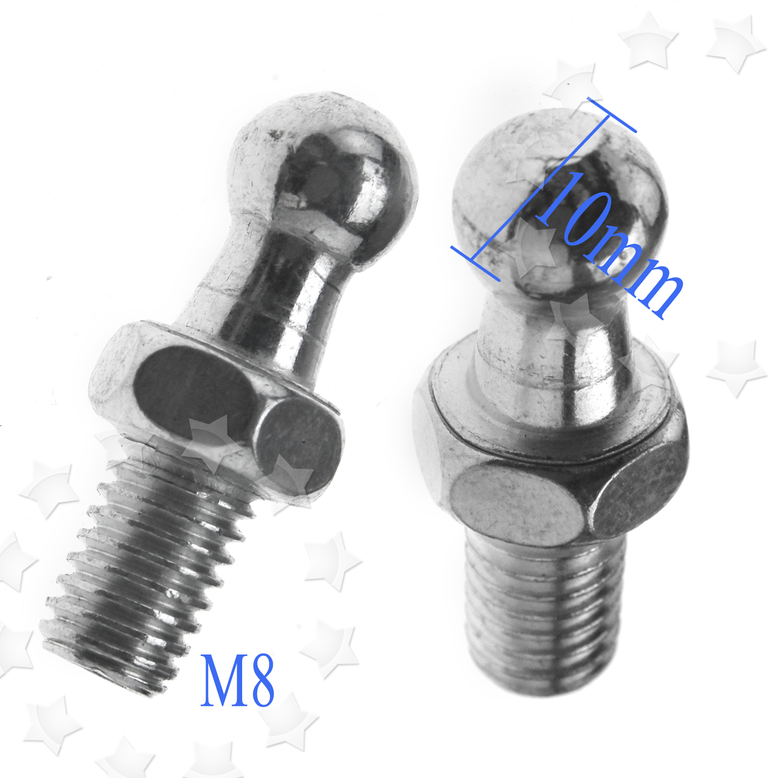 PAIR OF GAS Strut Ball Stud Bolts 10mm Threads M8 For 8/18 Struts