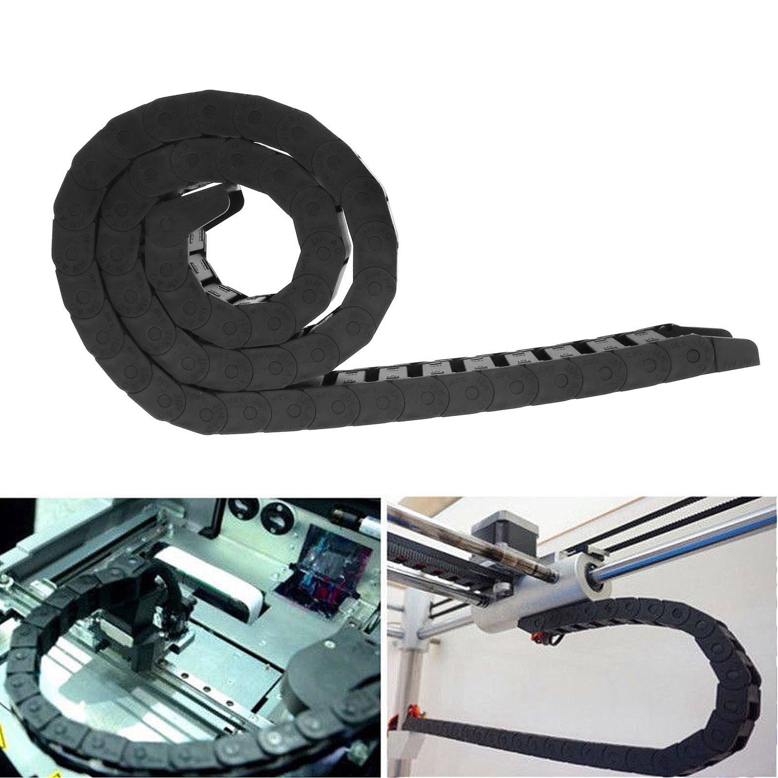 Drag Chain Black Nylon 1m Length Cable Wire Carrier Drag Chain Engraving Machine Accessory high Elasticity and Abrasion Resistance 15mm x 30mm