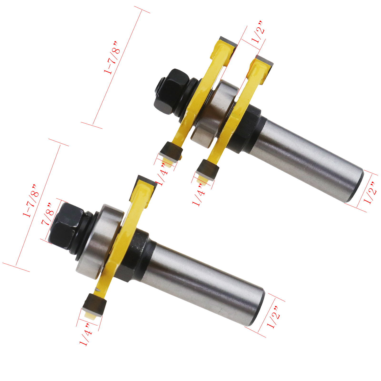 Matched Tongue and Groove Router Bit Set Up to 3/4 Inch Stock 1/2