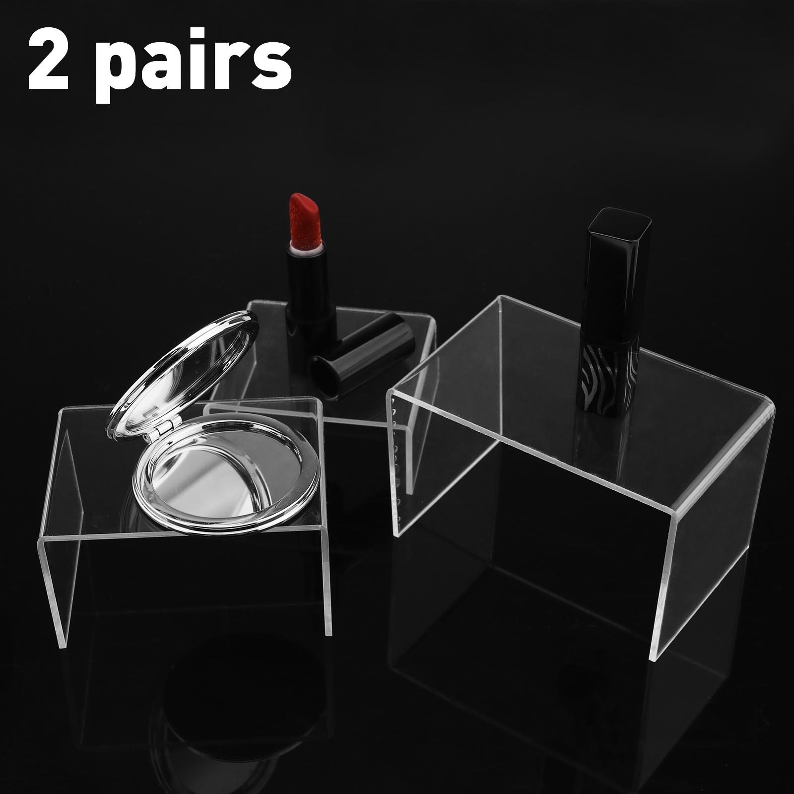 Clear Acrylic Risers Shelf Showcase Jewelry Makeup Products Display 3