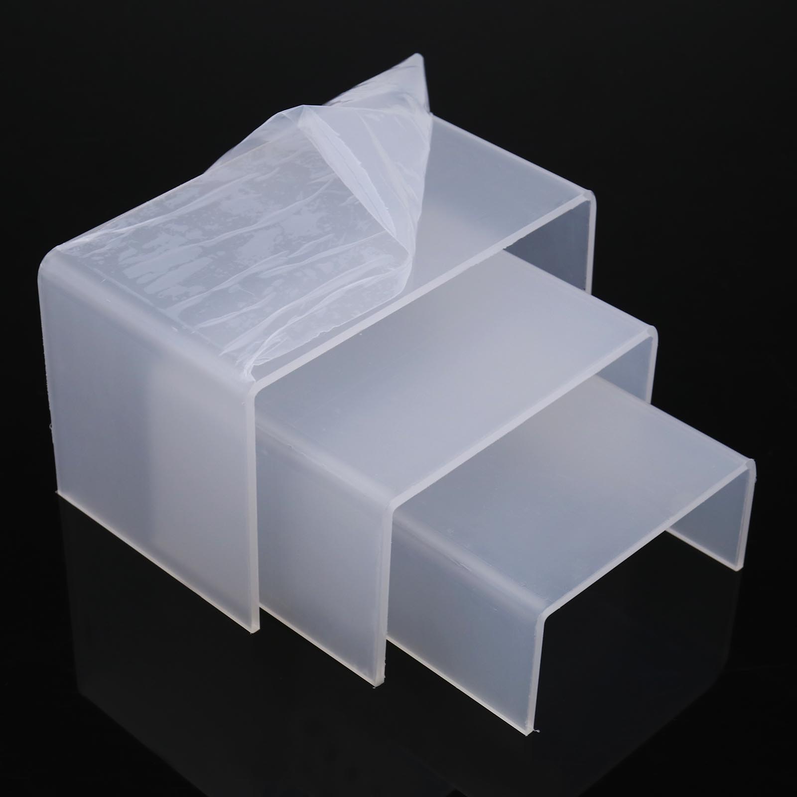Clear Acrylic Risers Shelf Showcase Jewelry Makeup Products Display 3