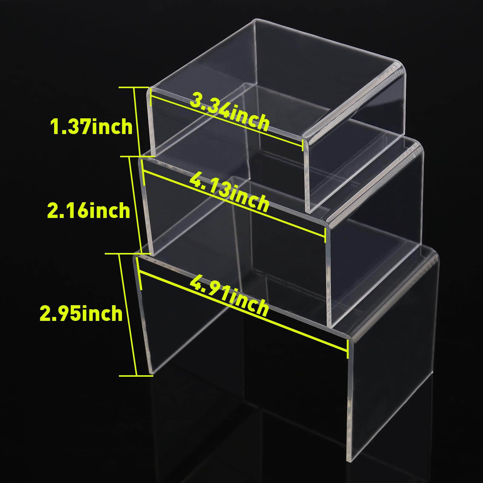 Clear Acrylic Risers Shelf Showcase Jewelry Makeup Products Display 3