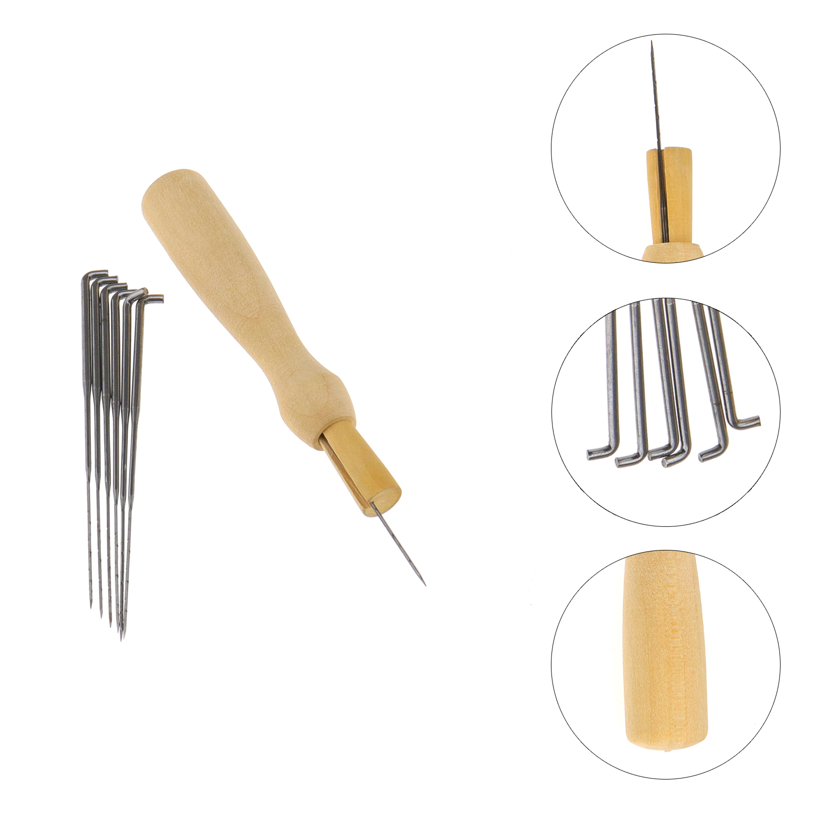 7Pcs 3.15 inch Felting Needles Wooden Handle Wool Felt Tool Starter Kit ...