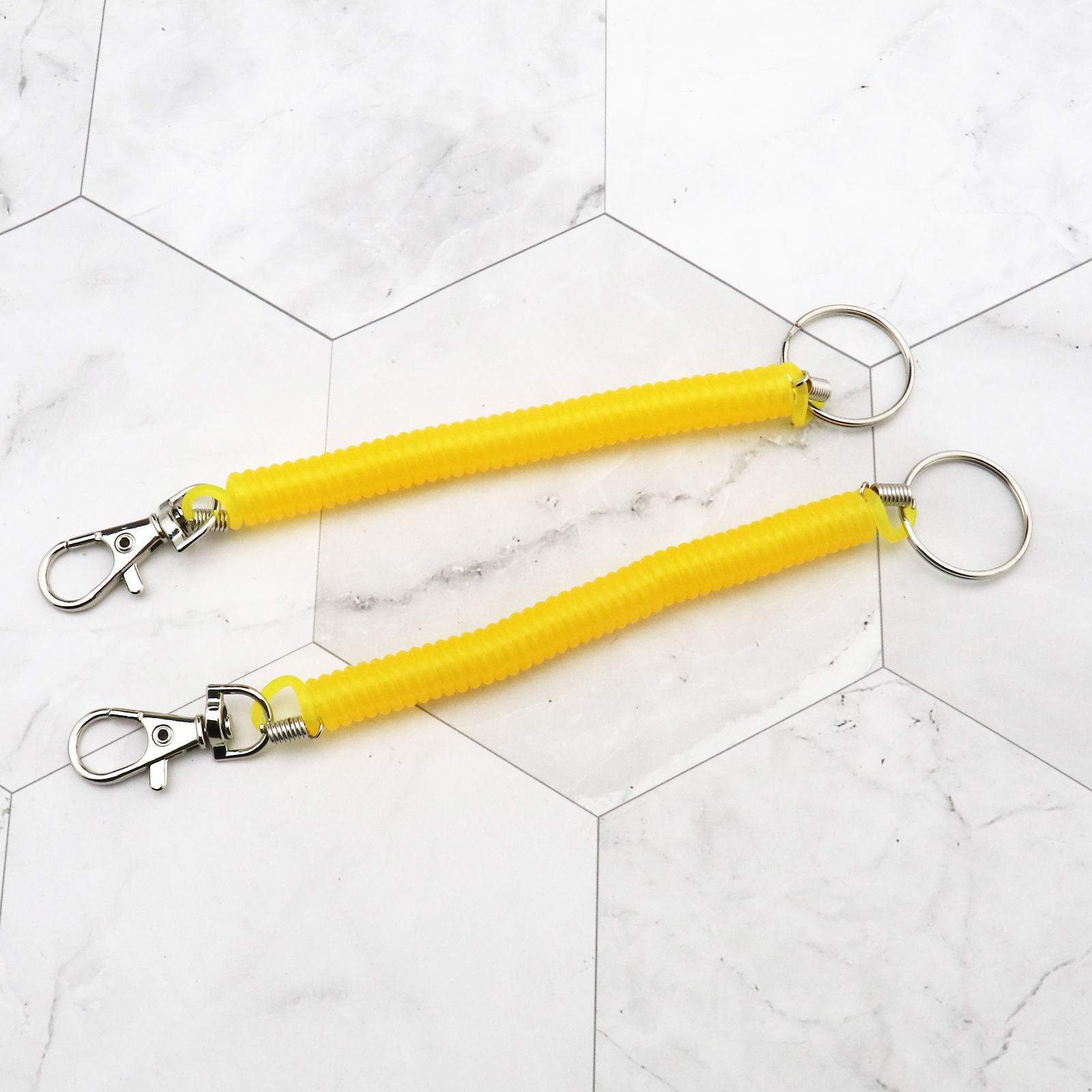 12X Retractable Plastic Spring Coil Spiral Stretch Key Ring Chain