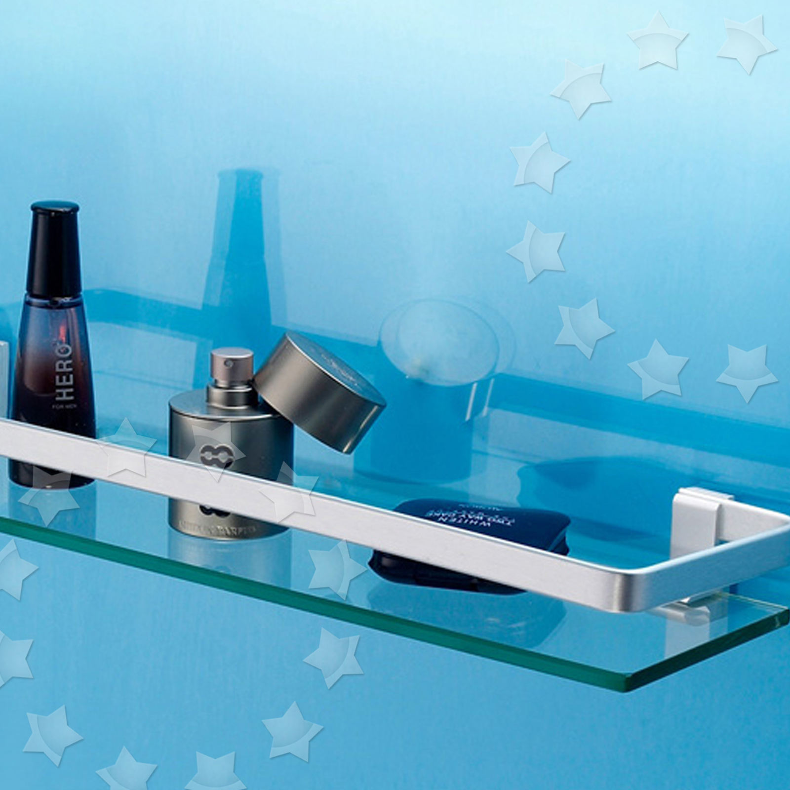 35cm Glass Shelf Rack Caddy Solid Classic Aluminium Bathroom Washroom With Rail eBay