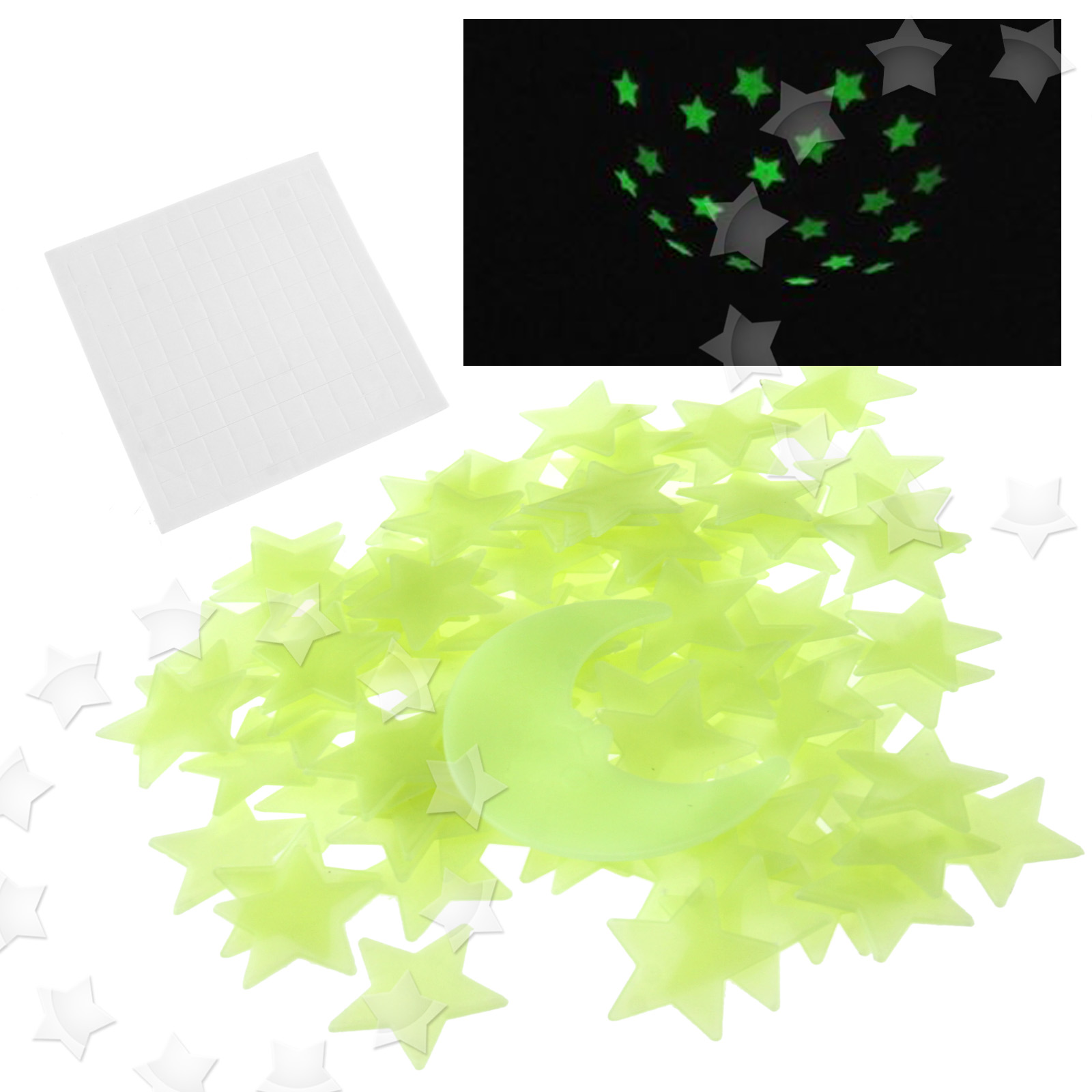 100 Glow In The Dark Stars And 1 Moon Plastic Stickers Ceilings 100 Glow In The Dark Stars And 1 Moon Plastic Stickers Ceilings Walls Bedroom