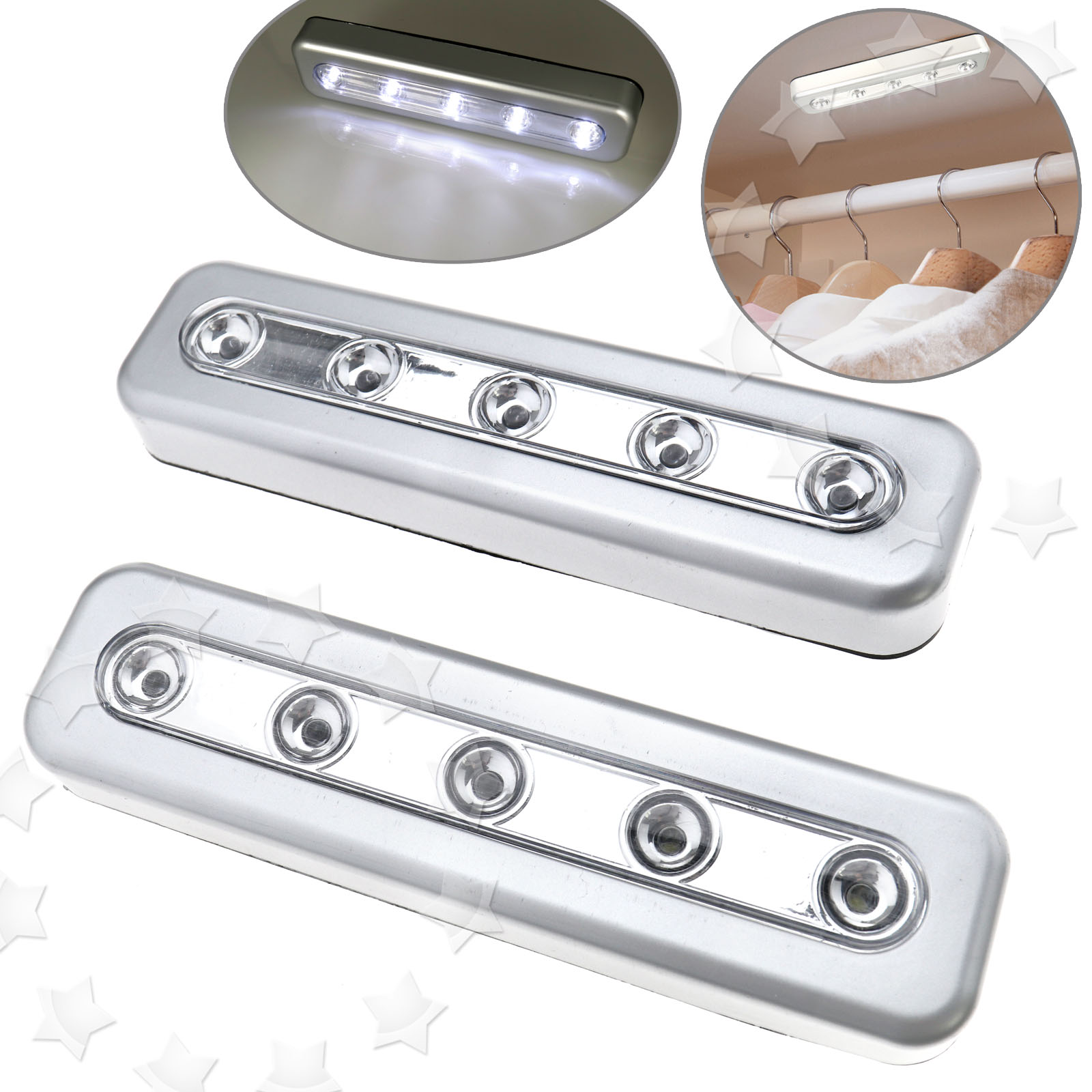2tlg 5LED Batteriebetrieben Lichtleiste Schrankleuchte auf Wand Lampe