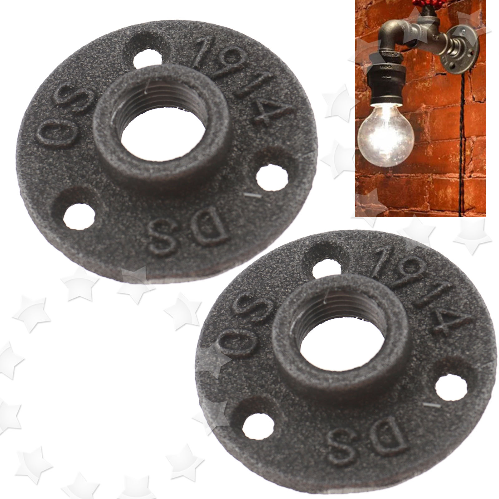 Cast Iron Pipe Fittings Floor Flange Plate Wall Mount 1/2" 3/4" BSP