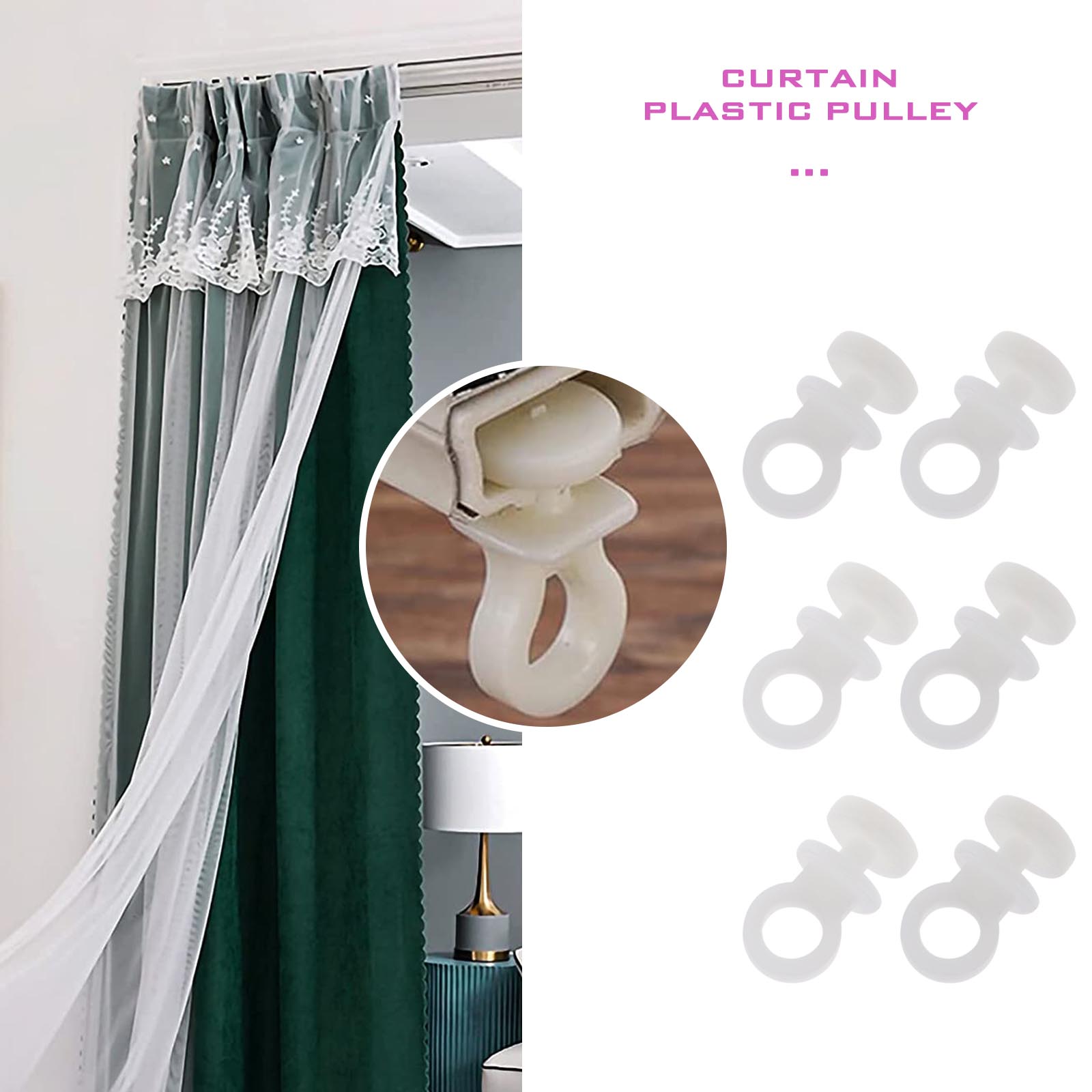 50x Window Wheels Glider Curtain Track Snap Carrier Slide Rollers Rail