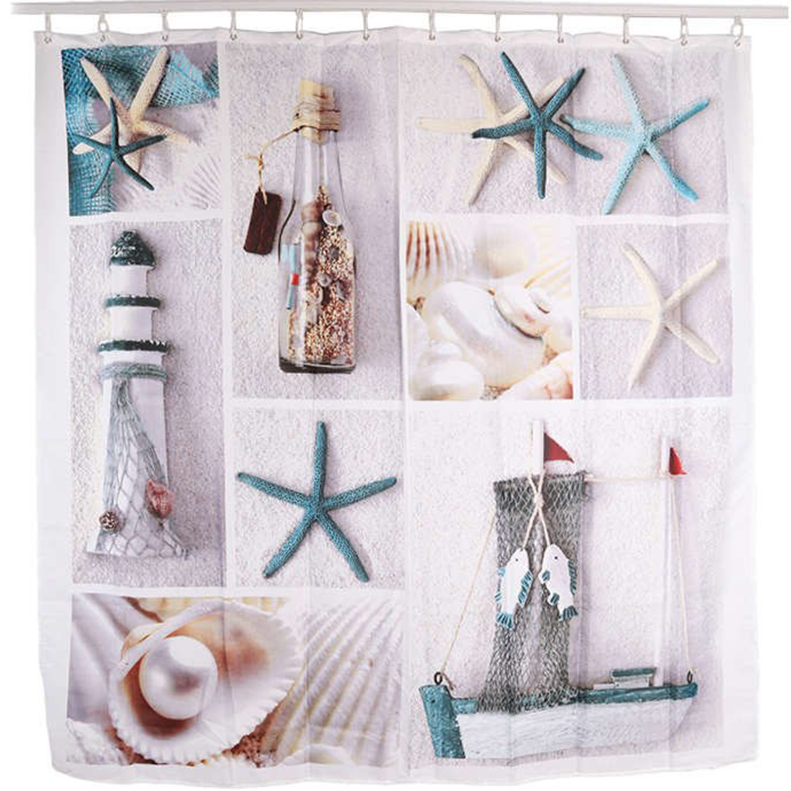 180x180cm Seashell Sandy Bathroom Shower Curtain ...