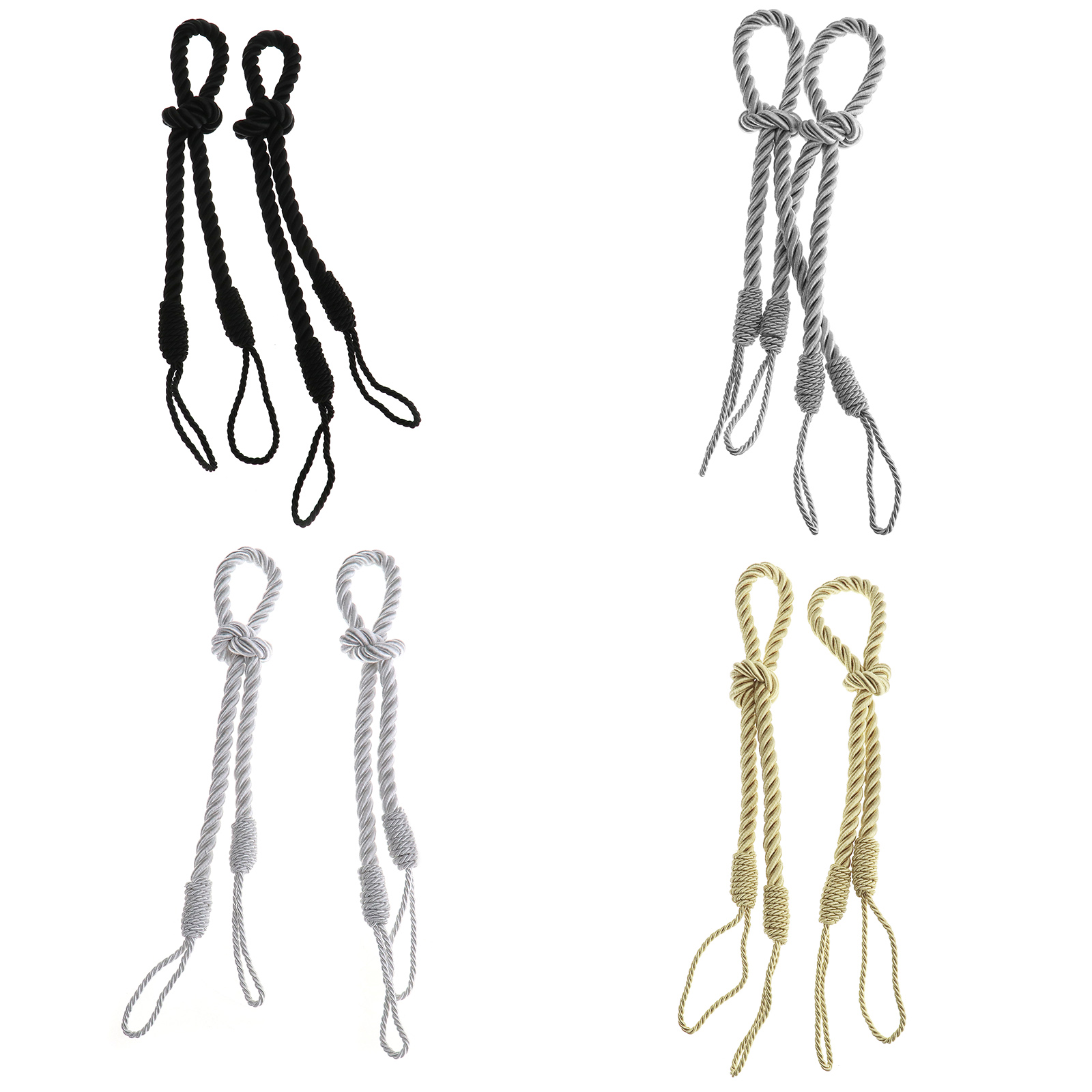 2x Raffhalter Vorhangseil Weiß Silber Gold Schwarz