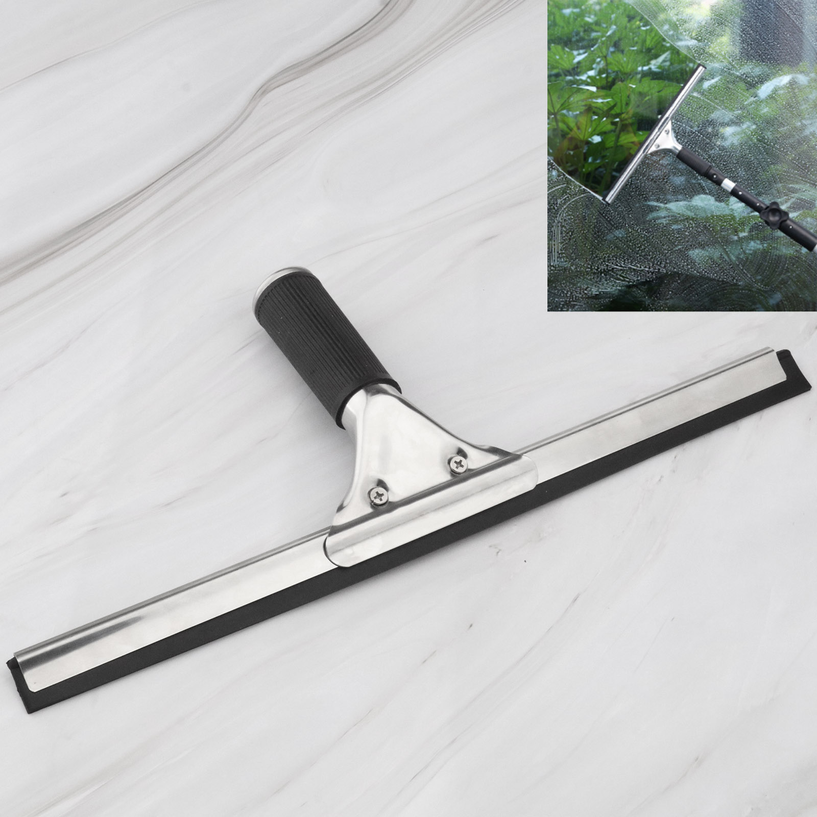 Stainless Steel Window Squeegee Blade Cleaner Extend Handle Bathroom