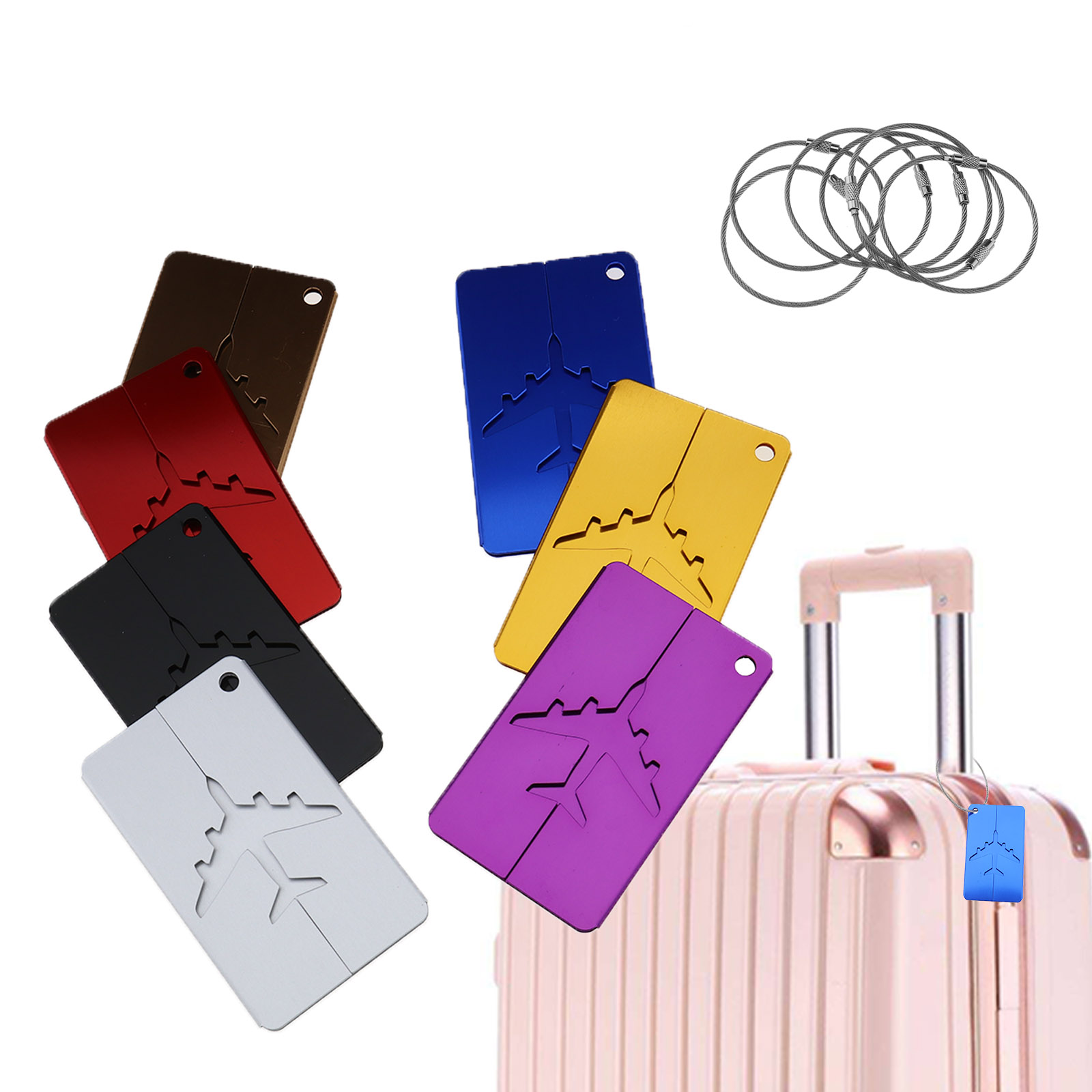 Personalized Aluminium Luggage Tag With Steel Loop Suitcase Address Label Holder 713239733815 | eBay