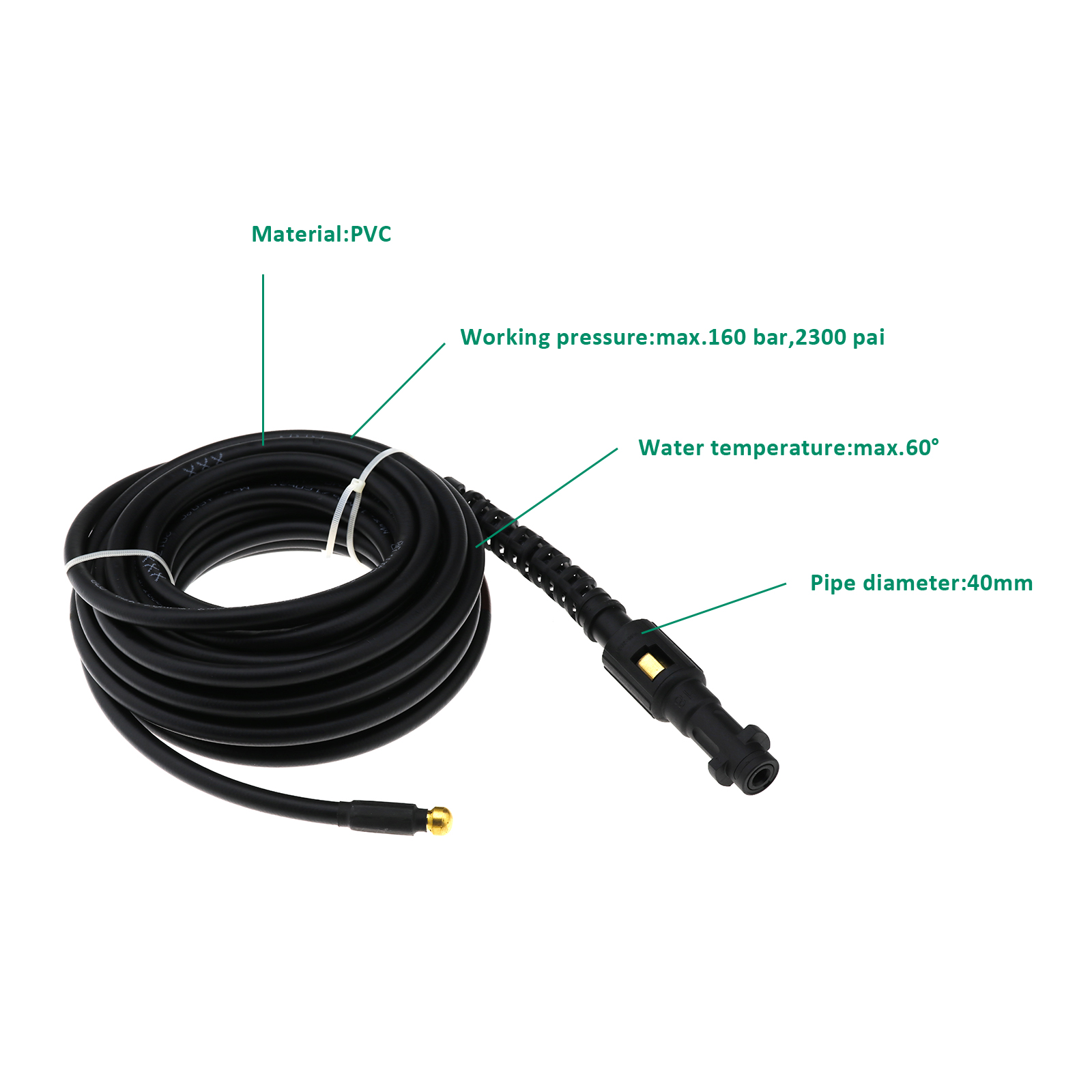 10M 160Bar High Pressure Washer Sewer Drain Cleaning Hose for Karcher