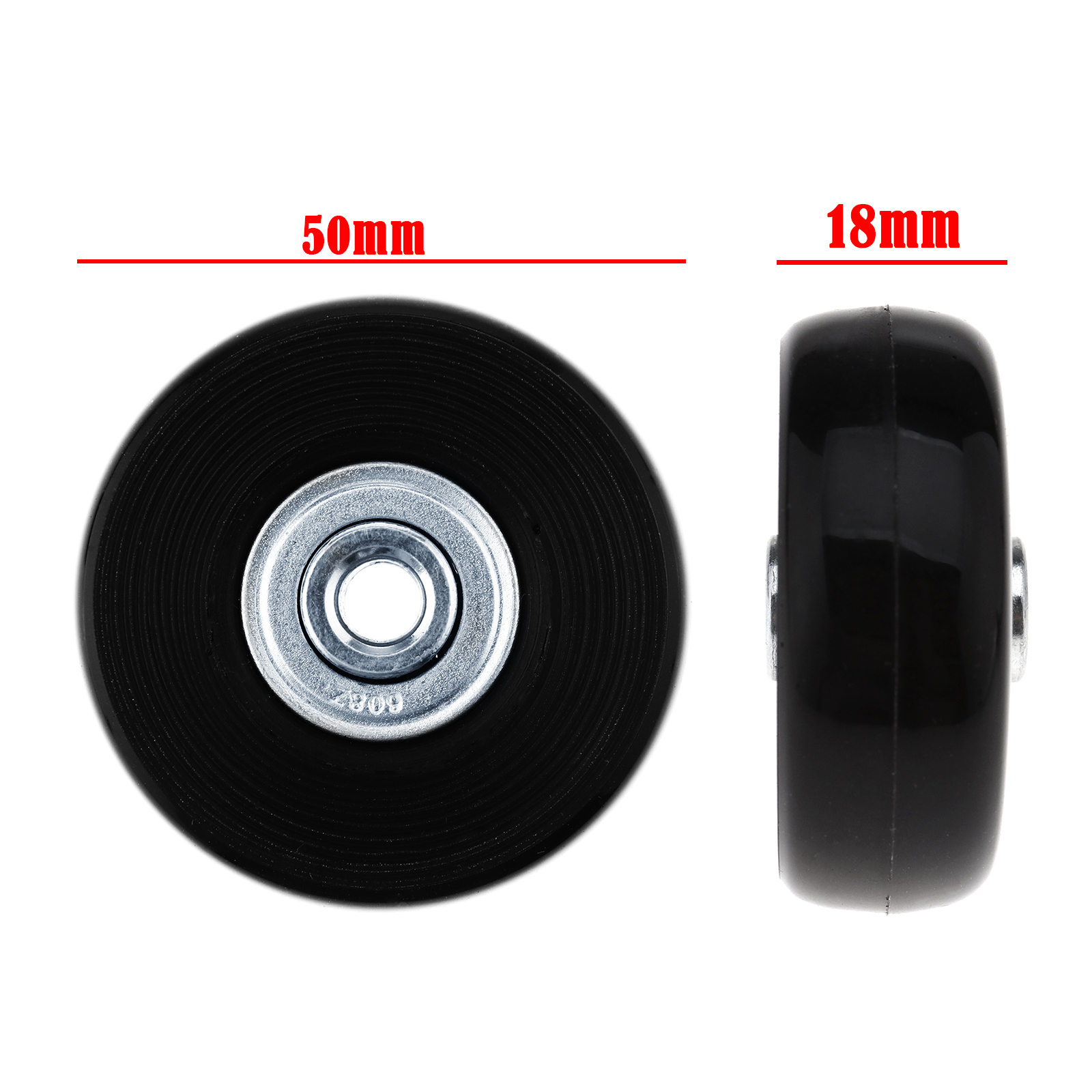 1 Pair Luggage Replacement Wheels OD 50mm Axles Rubber Deluxe Repair