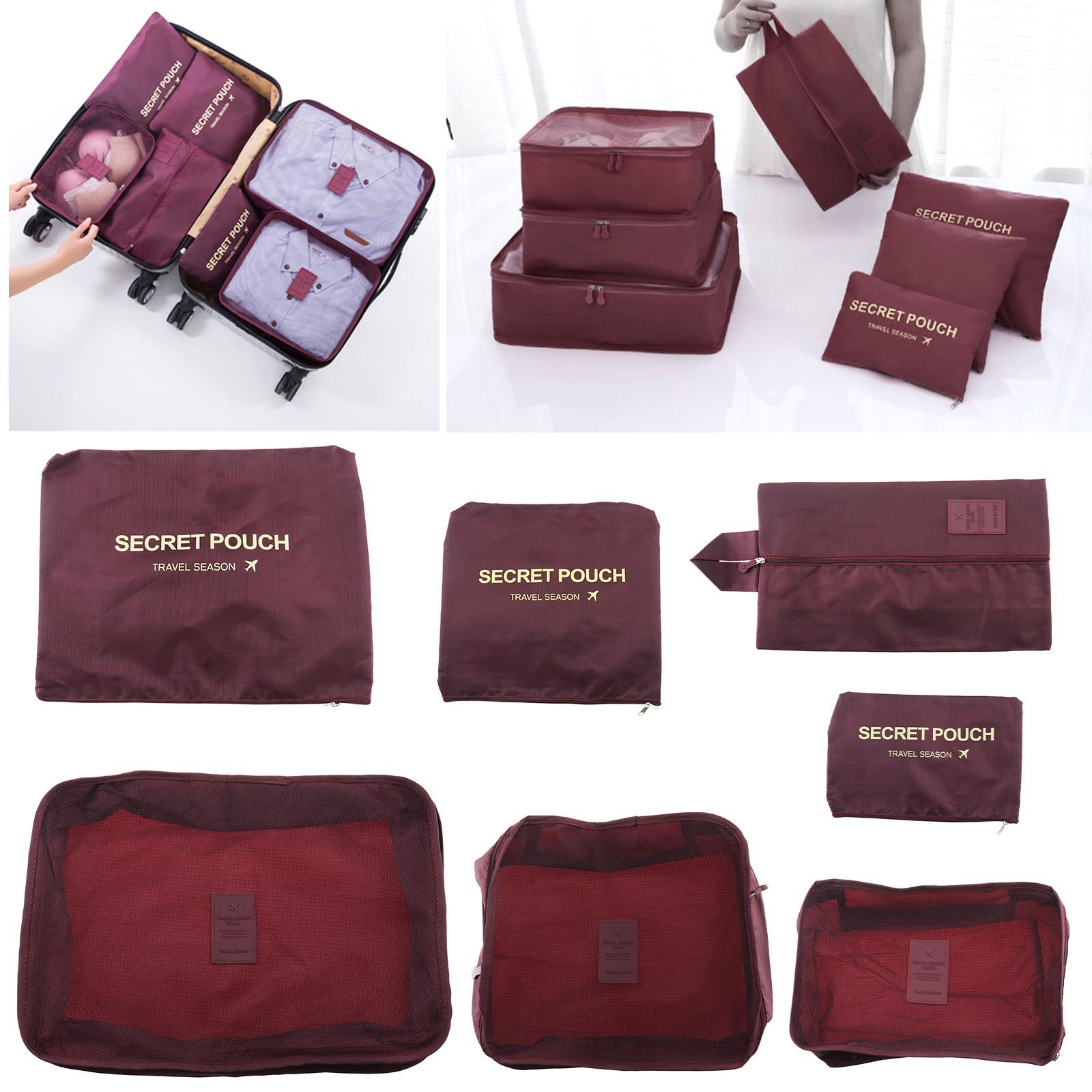 Pochettes De Compression De Bagages Valise demballage-9 Sac De Voyage 6 Sacs De Rangement en Plastique Standie 15 Organisateurs De Voyage