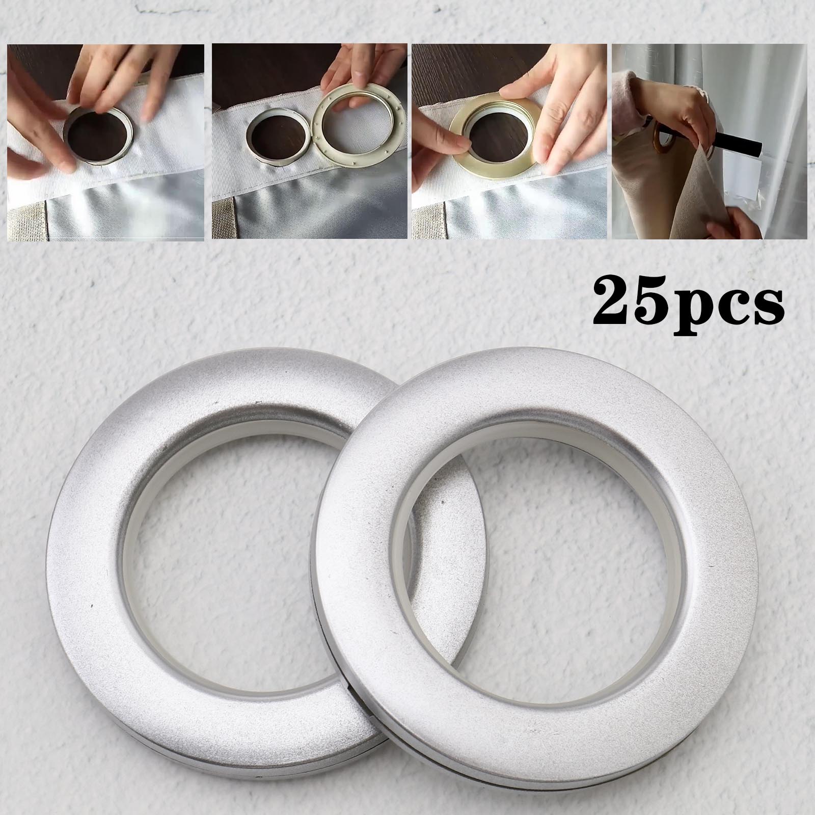 25pcs Curtain Round Eyelet Curtain Rings Clip Grommet Blind