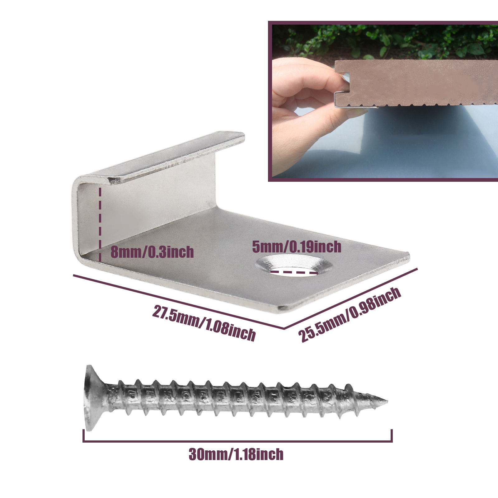 25/50Pcs Composite Decking Fasteners and Screws Set for DIY Grooved