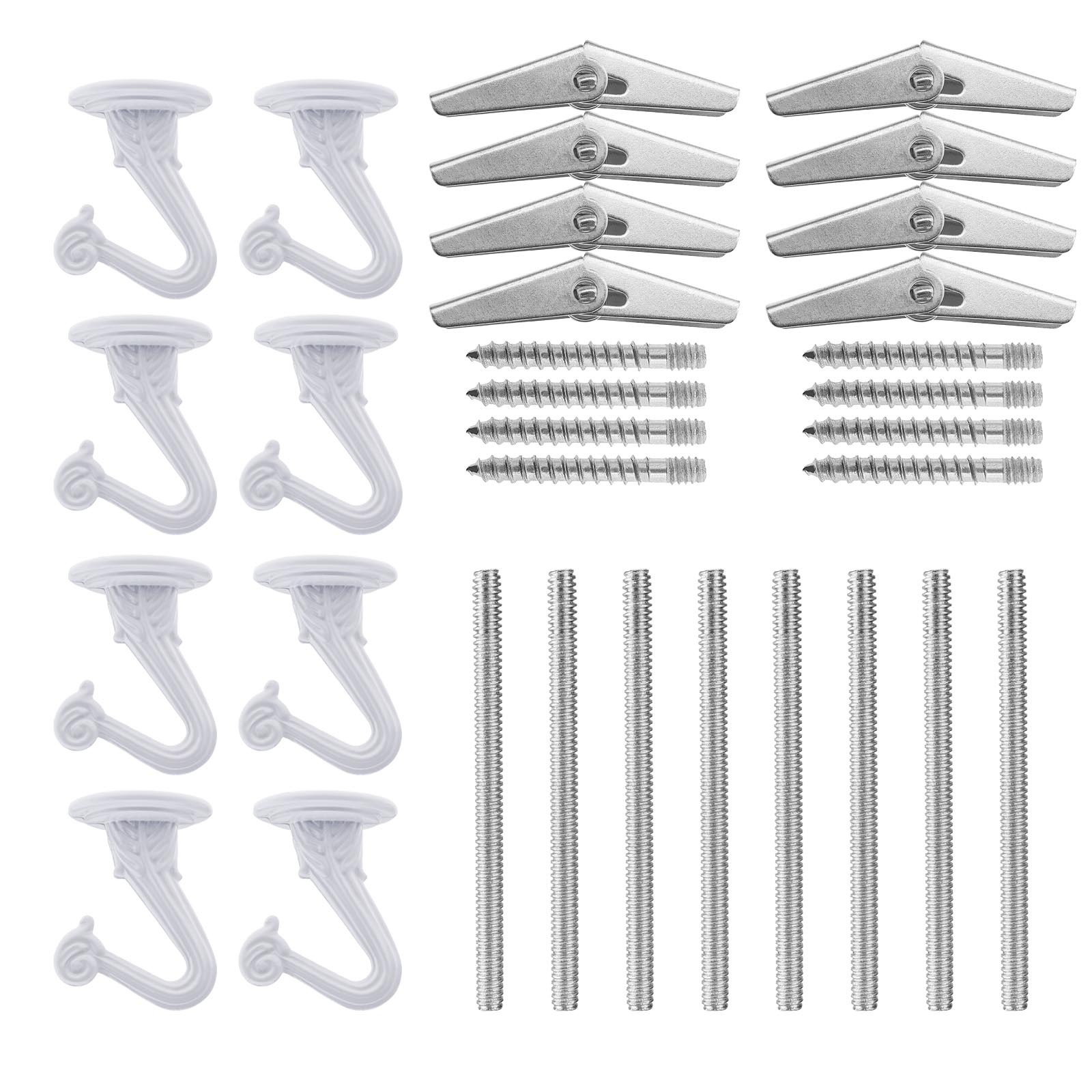 HEAVY DUTY CEILING Hooks Set of 8 Swag Hooks Screws Bolts Spring Toggle
