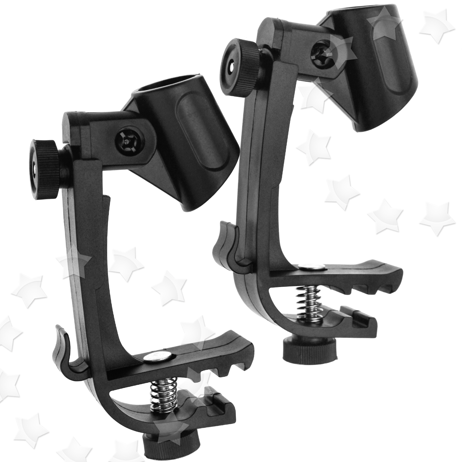 Pair of Drum Microphone Clips Mount Stand Kit Clamp Holder Snare Groove