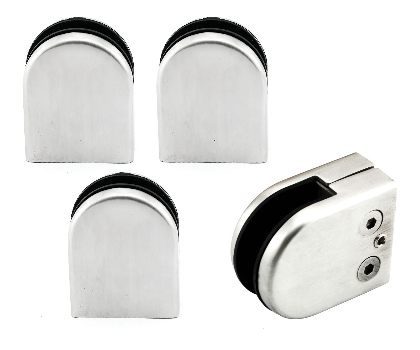 2pairs SHOWER SCREEN WALL FLOOR 304 STAINLESS STEEL GLASS CLAMP CLIP