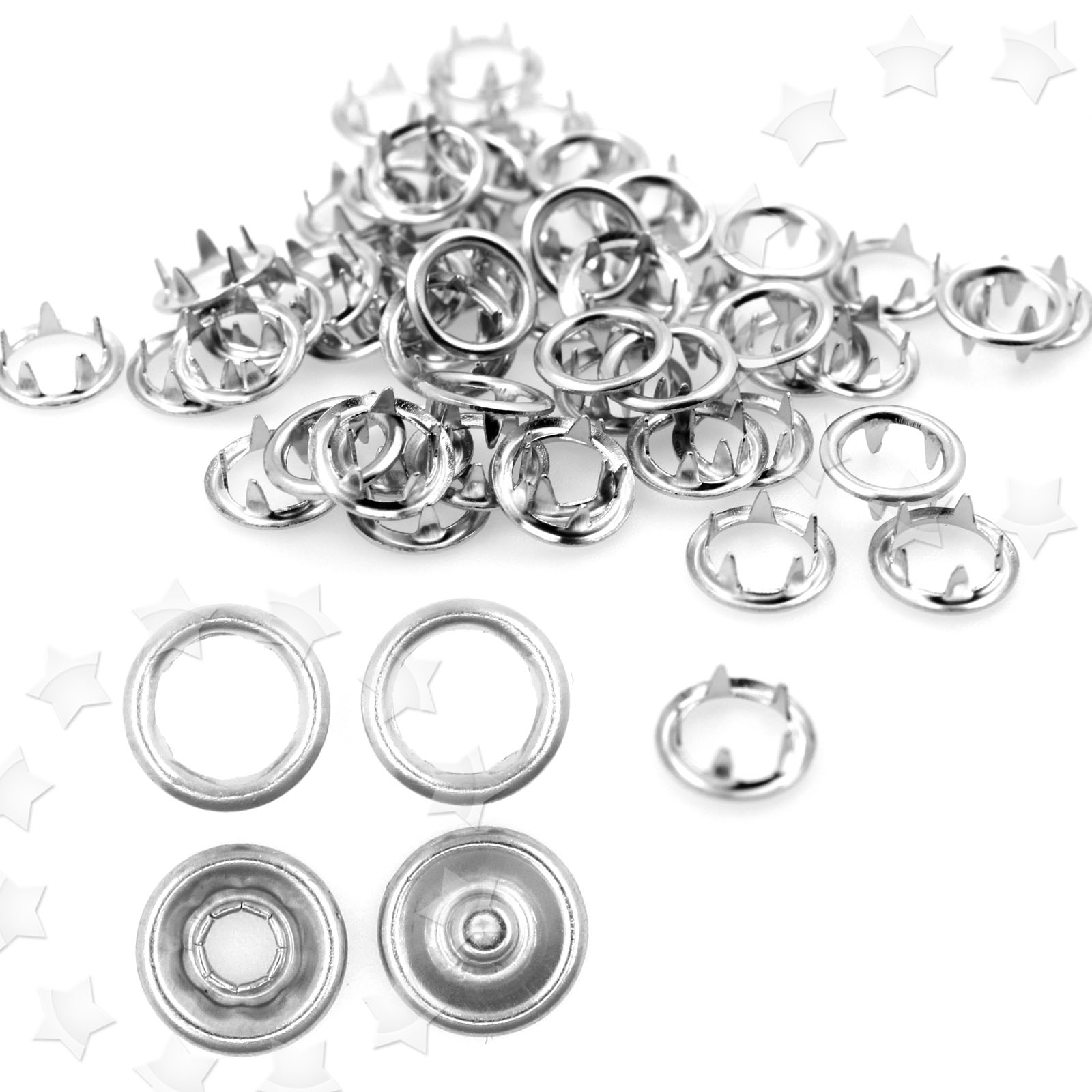 100 Sets Press Studs snap fasteners/popper 9.5mm Silver 735548282082 eBay