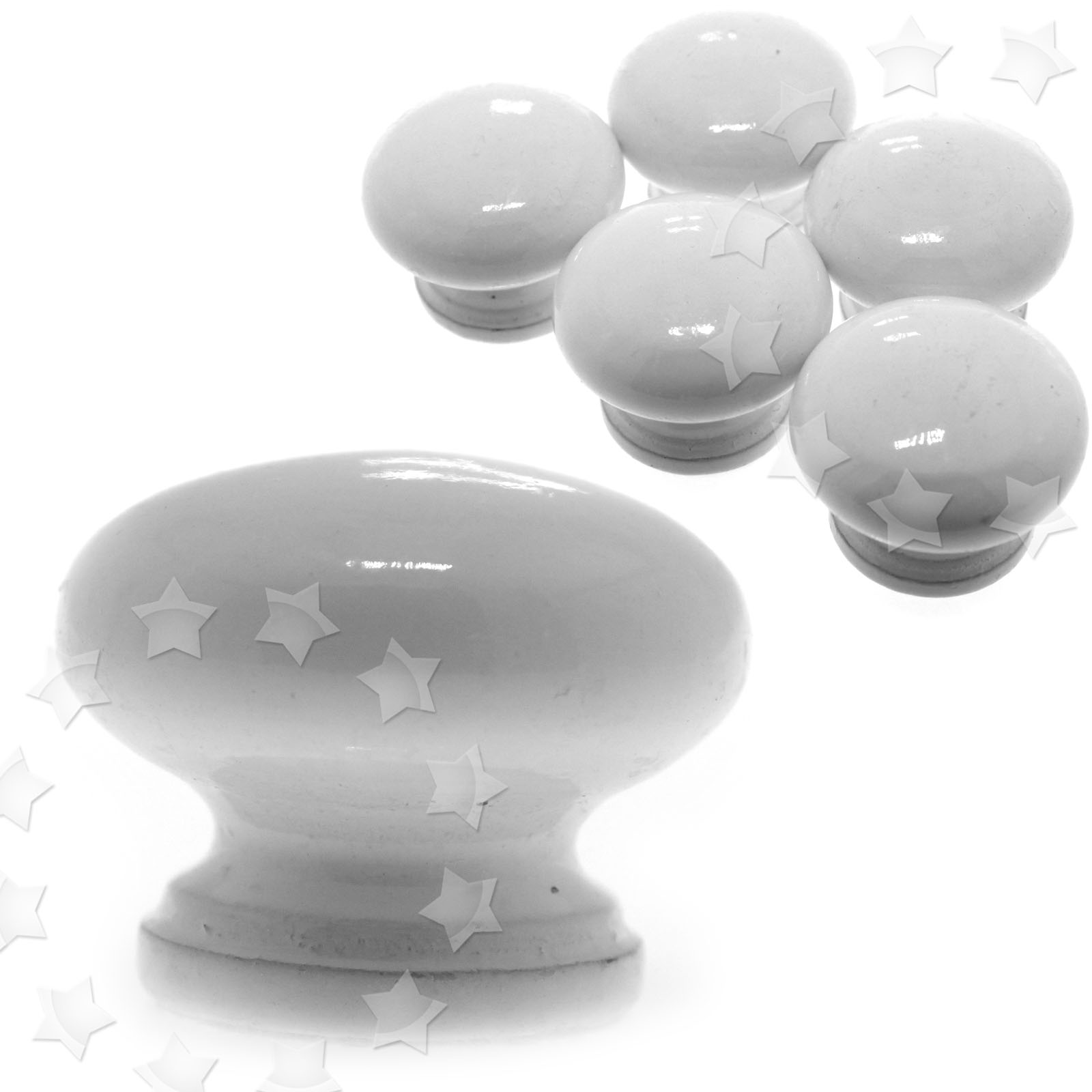 Set of 10 White Wooden Replacement Furniture Drawer Knobs Handles