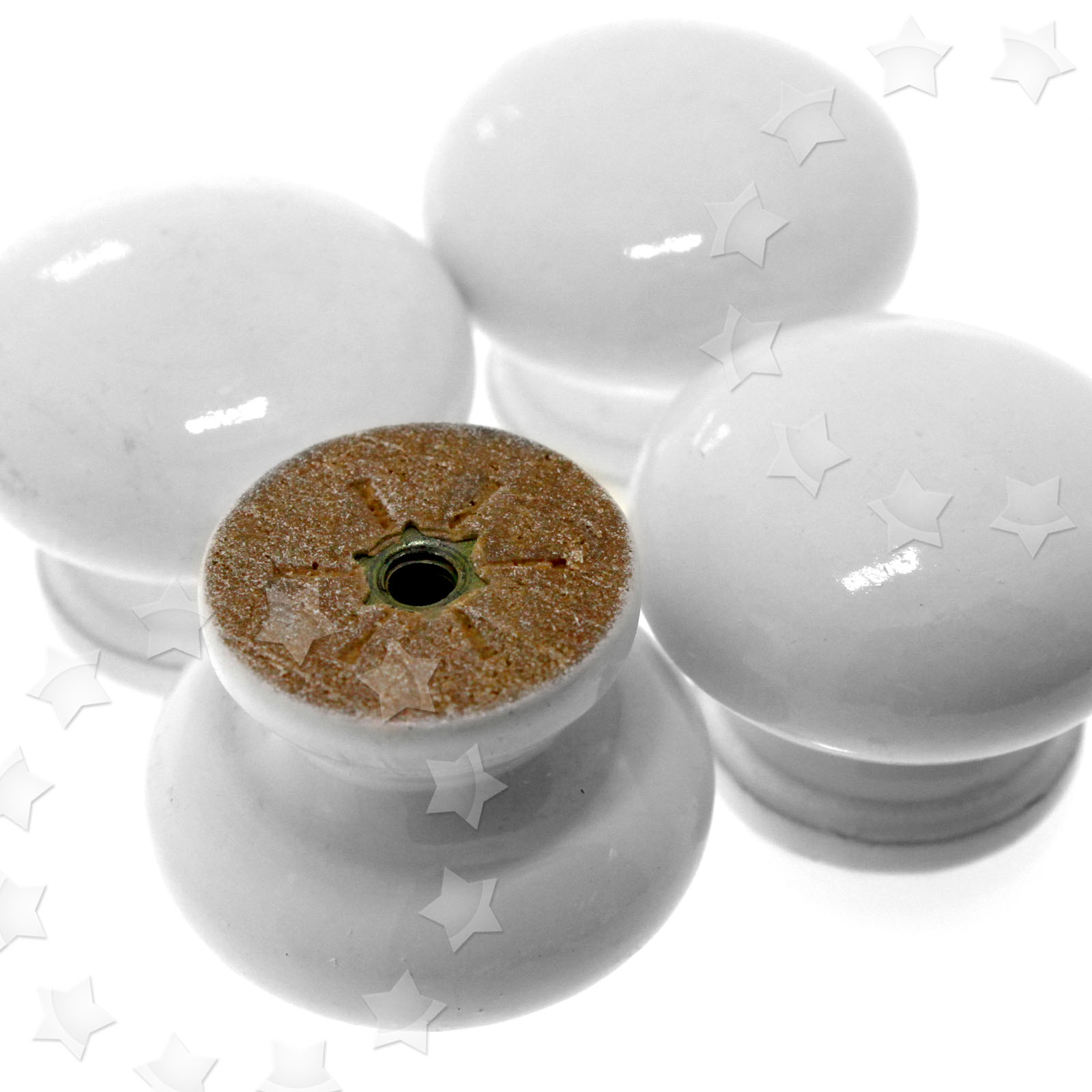 Set of 10 White Wooden Replacement Furniture Drawer Knobs Handles