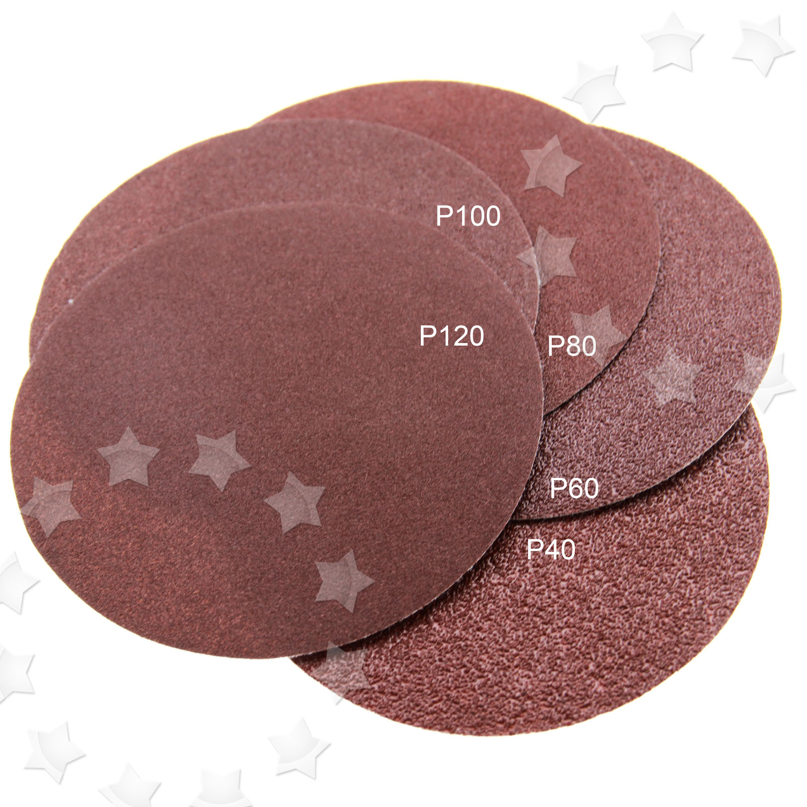 50x 125mm Diameter 5 Type Different Grits Sanding Sandpaper Circle Sand