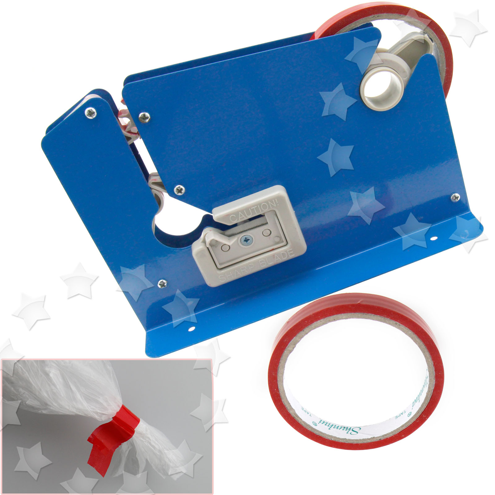 Supermarket Trimming Blade Plastic Bag Neck Sealer & 2 Rolls Tape Universal eBay