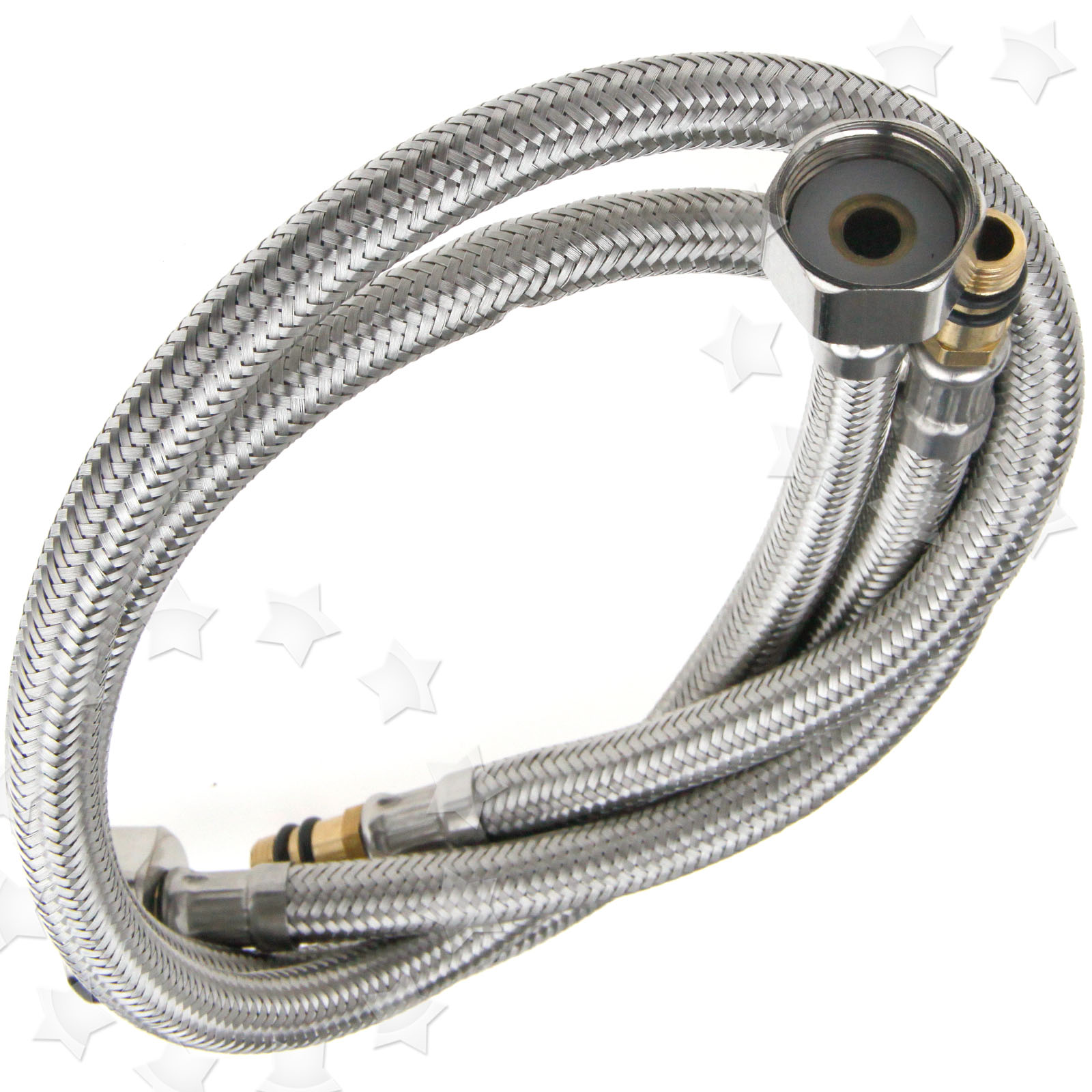 New 2 x Braided Water Hose Pipe 60cm for Kitchen Faucets Taps 1/2” BSP