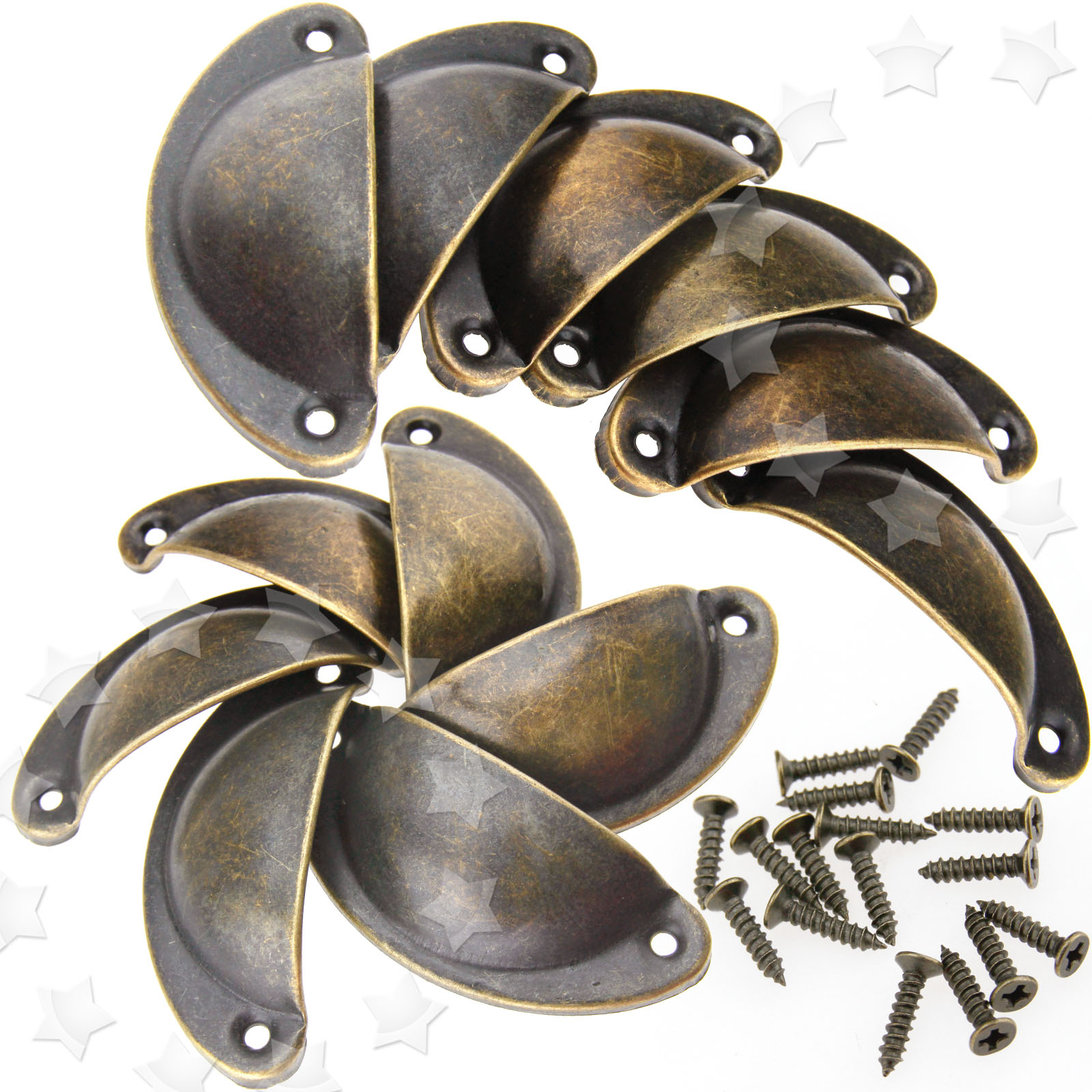 12pcs Half Moon Shell Drawer Pull Handles Retro Kitchen Cupboard Door