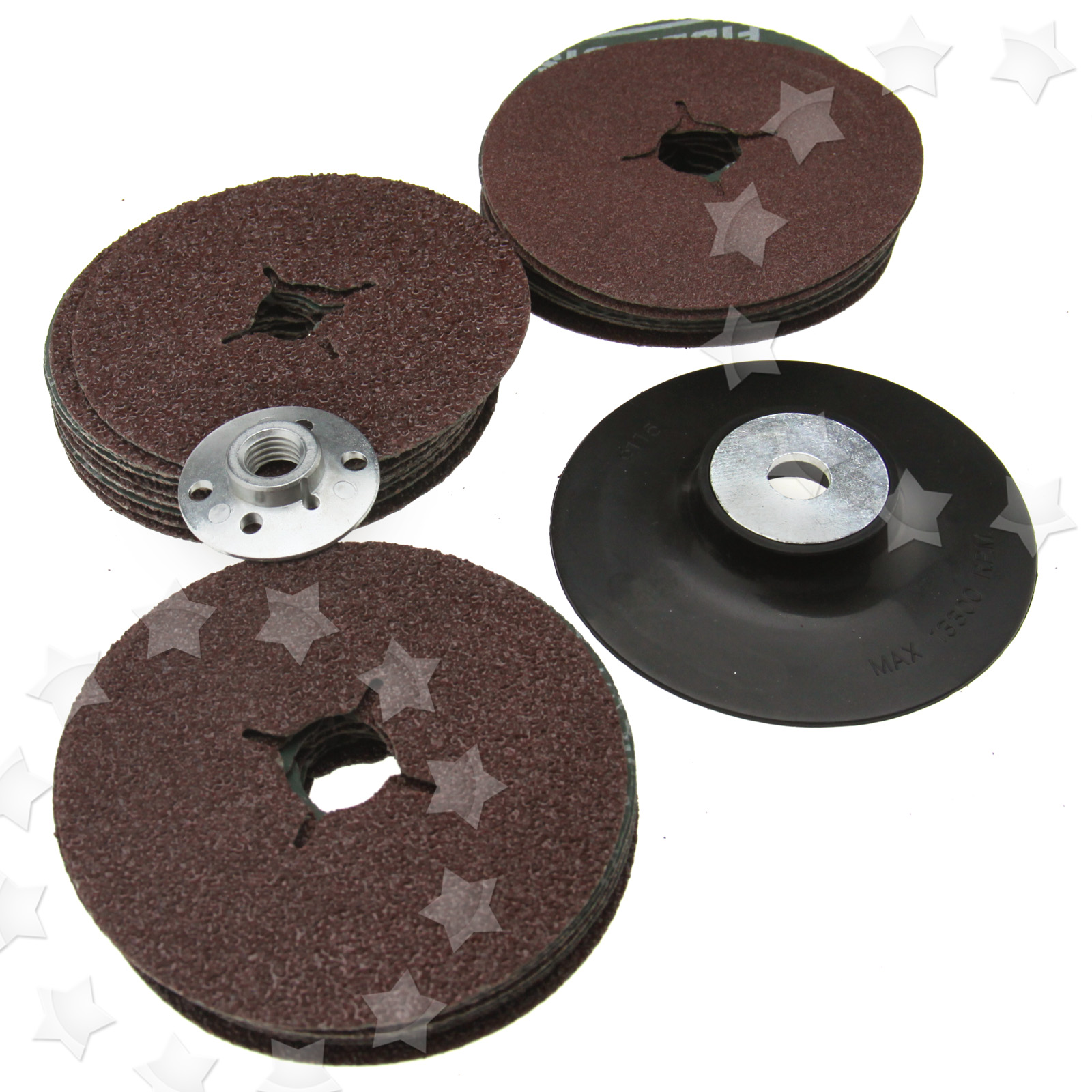 115mm Rubber Backing Pad for Angle Grinder + 30 Fibre Sanding Discs eBay