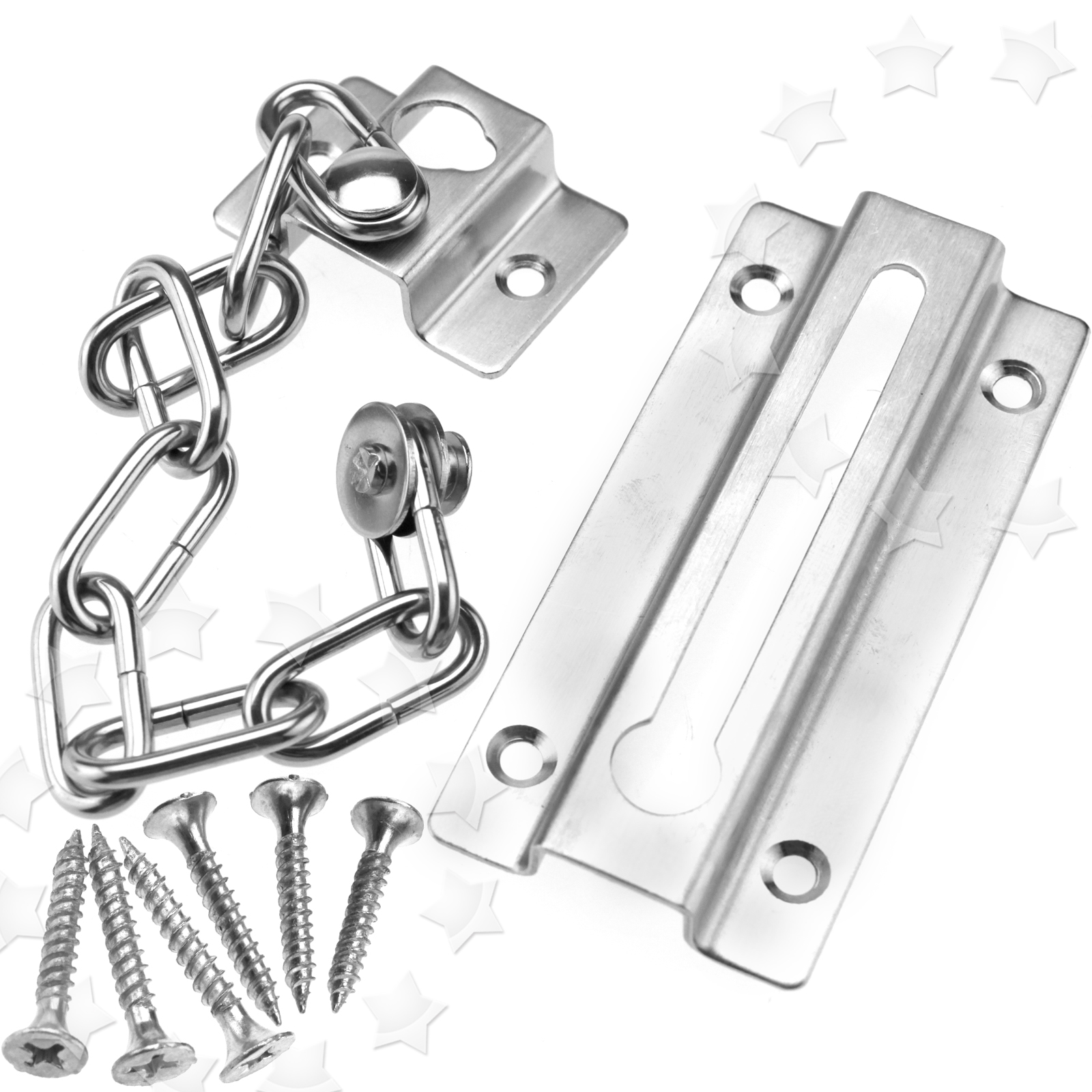 Safety Security Guard Restrictor Lock Door Chain & Screws Guard Locks