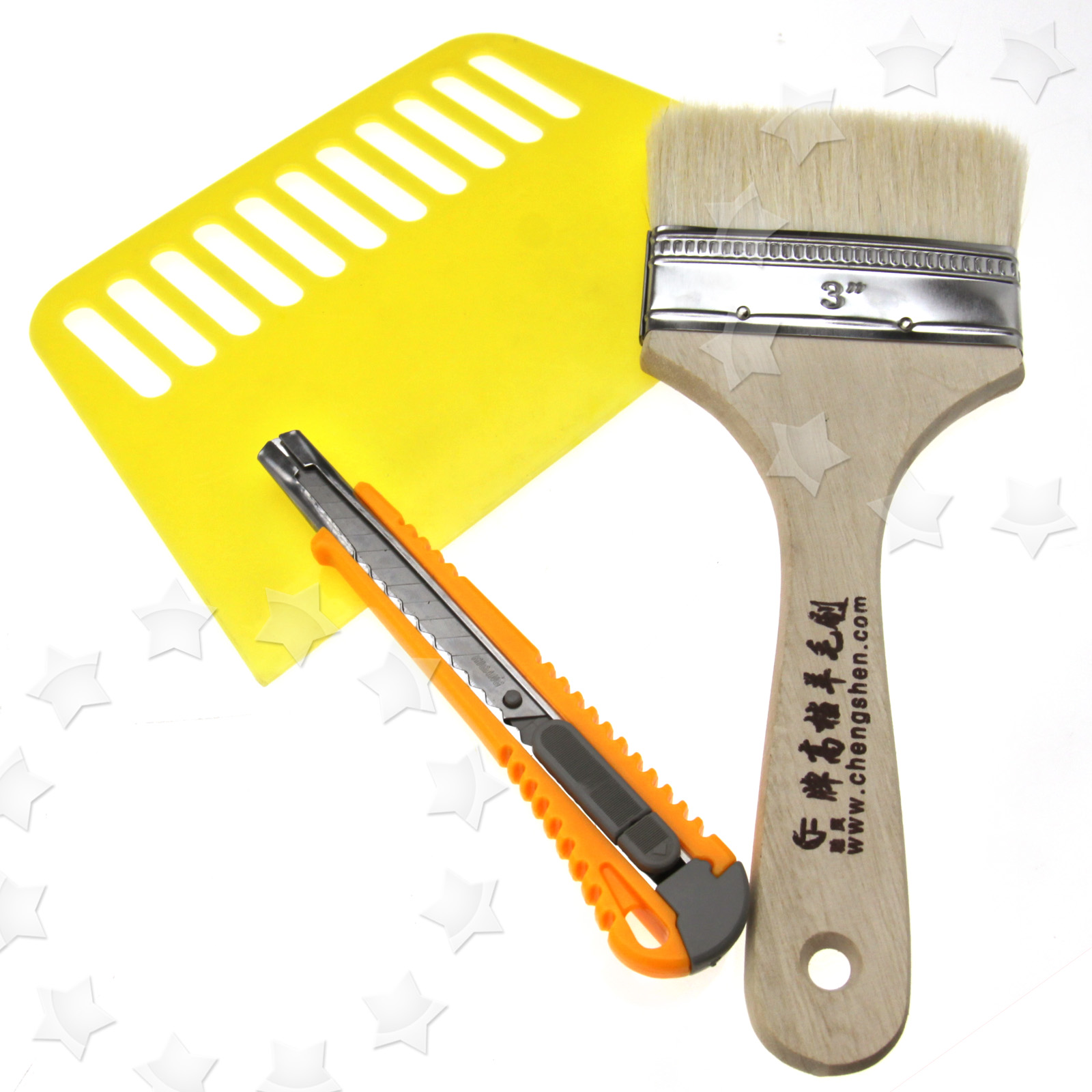 4pcs Wallpaper Hanging Tool Kit Seam Roller Brush Smoother Cutter