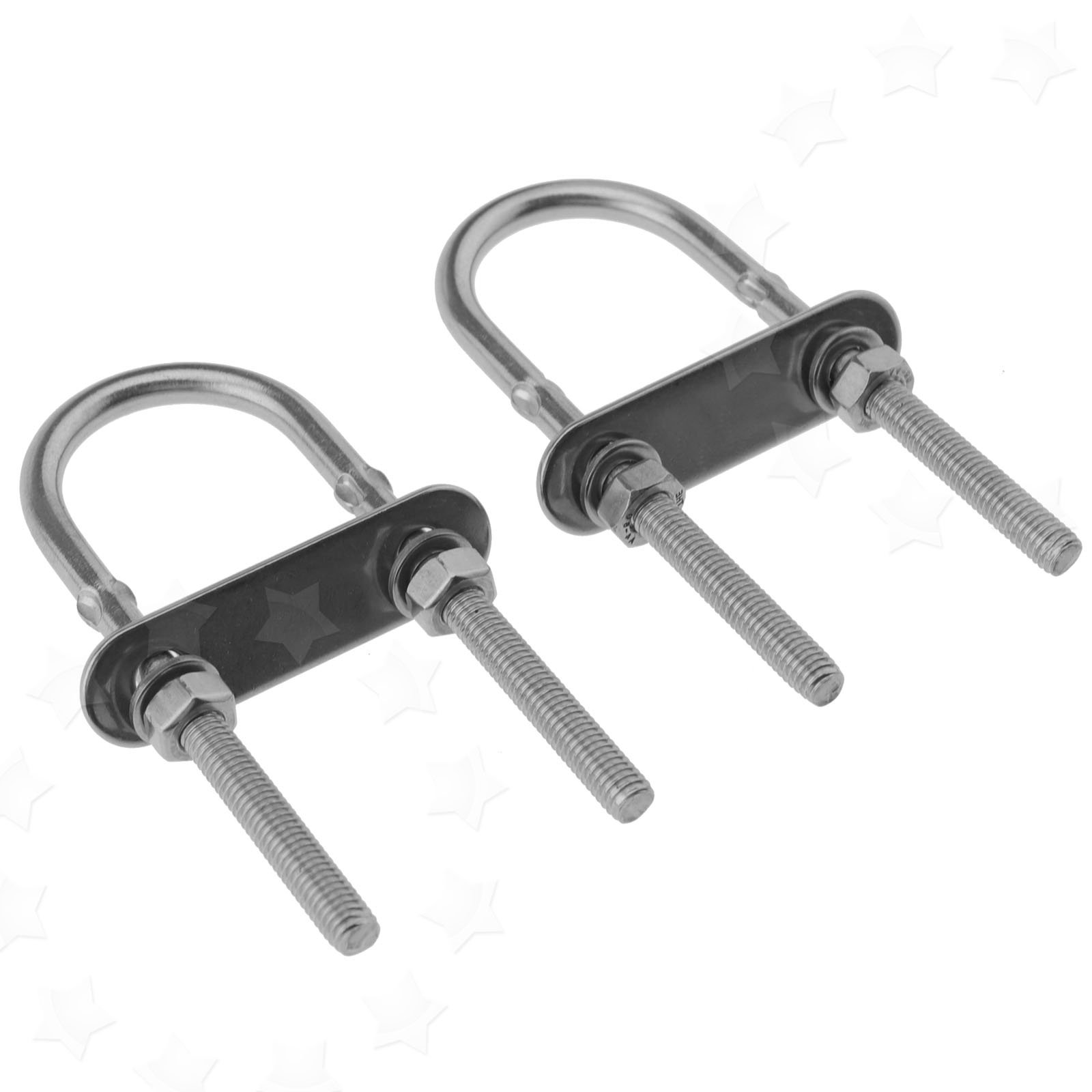 2x 6mm AISI 316 Stainless Steel Marine Grade U Bolts With Plate Nuts