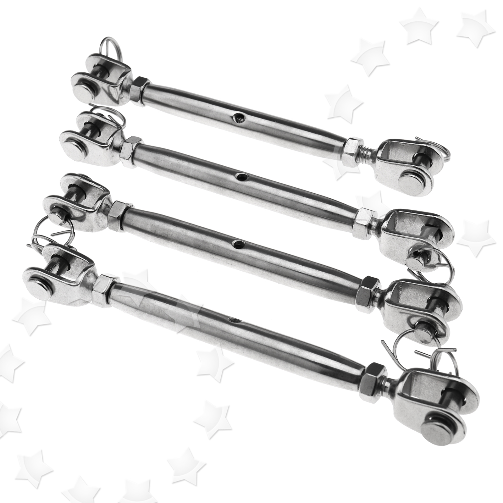 Set of 4 8mm Jaw Turnbuckle Stainless Steel Closed Body Turnbuckle