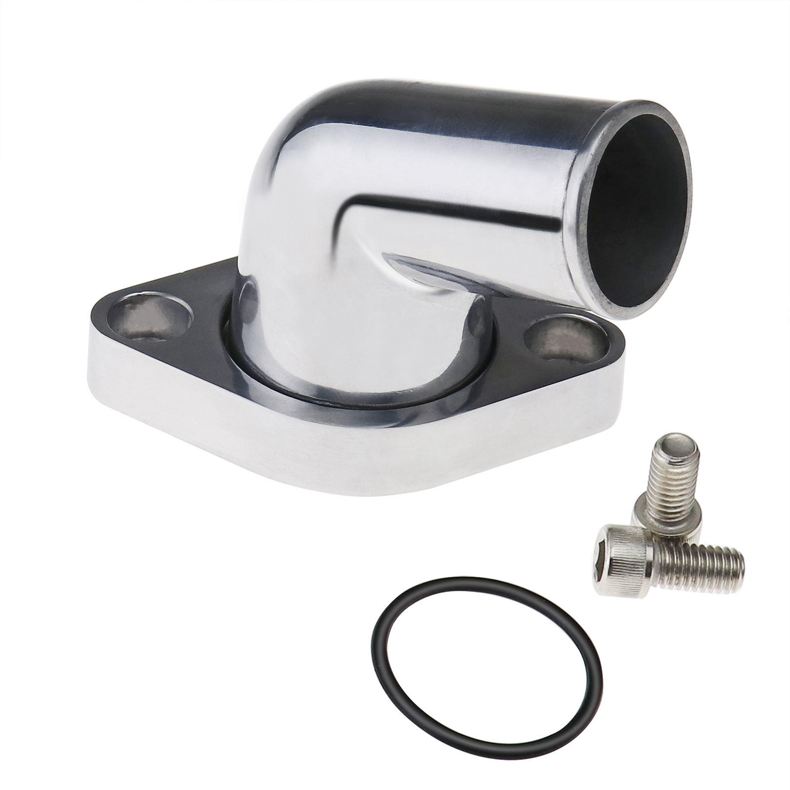 BBC SBC Chevy Polished Aluminum 90° degree Swivel Water Neck Thermostat Housing