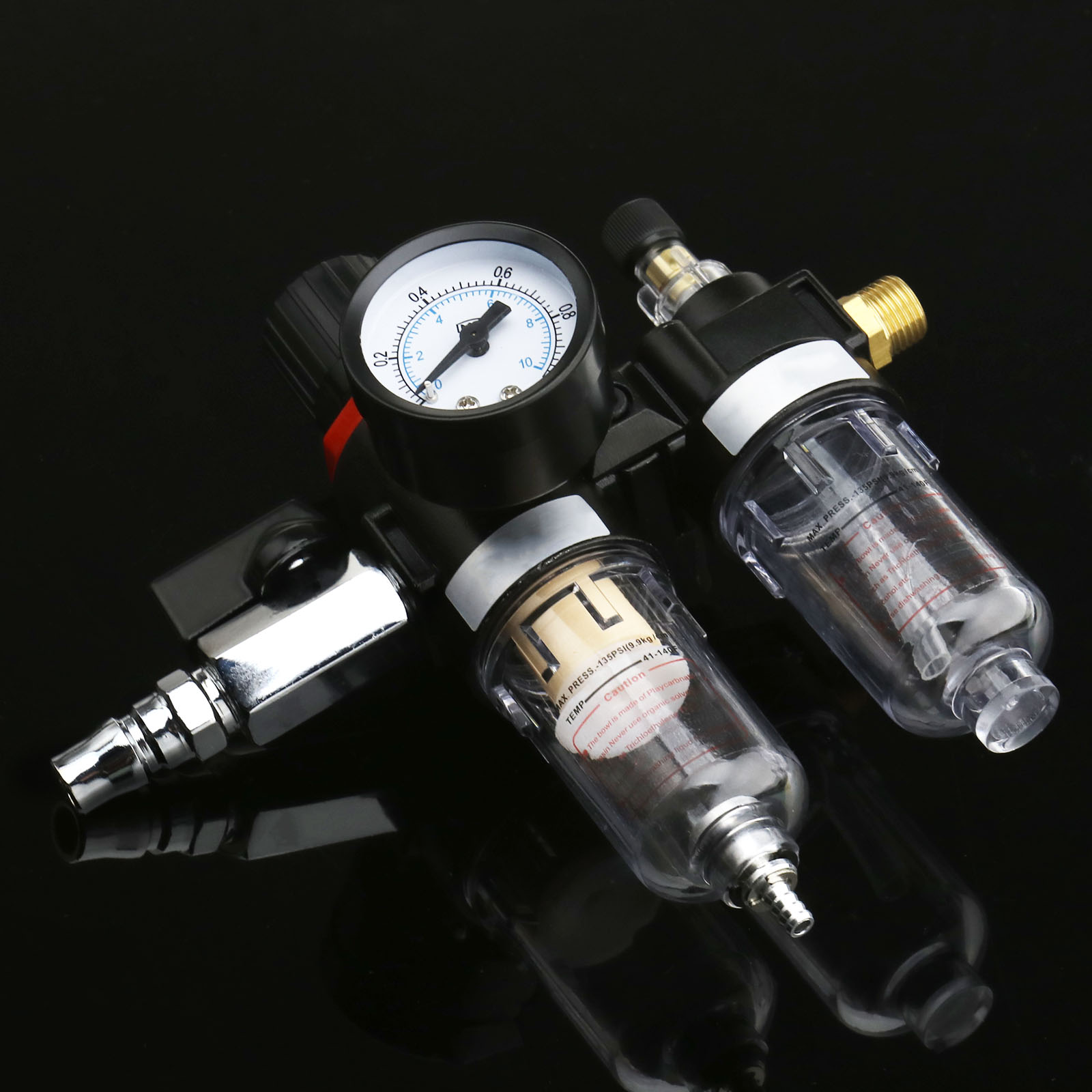 G1/4'' In line Air Compressor Filter Regulator Gauge Trap Oil Water 1