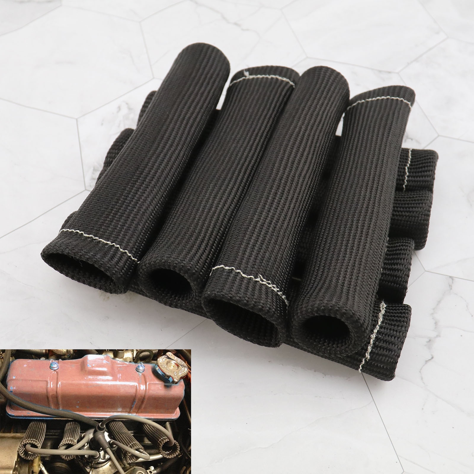 GLASS FIBER HIGHT Heat Shield Engine Spark Plug Wire Boots Protector