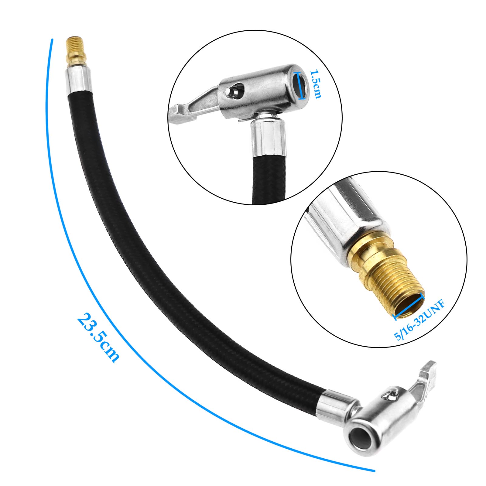 Car Flexible Air Tire Chuck Inflator Pump Hose 1 Pcs/2 Pcs 9.3" Hose