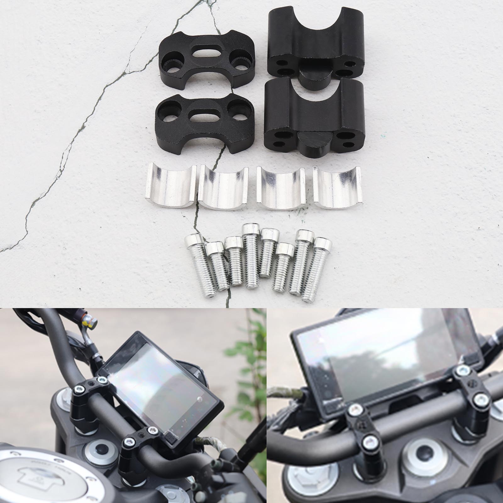 Handlebar Accessories Pair Motorcycle Handlebar Risers Mount Clamp Set